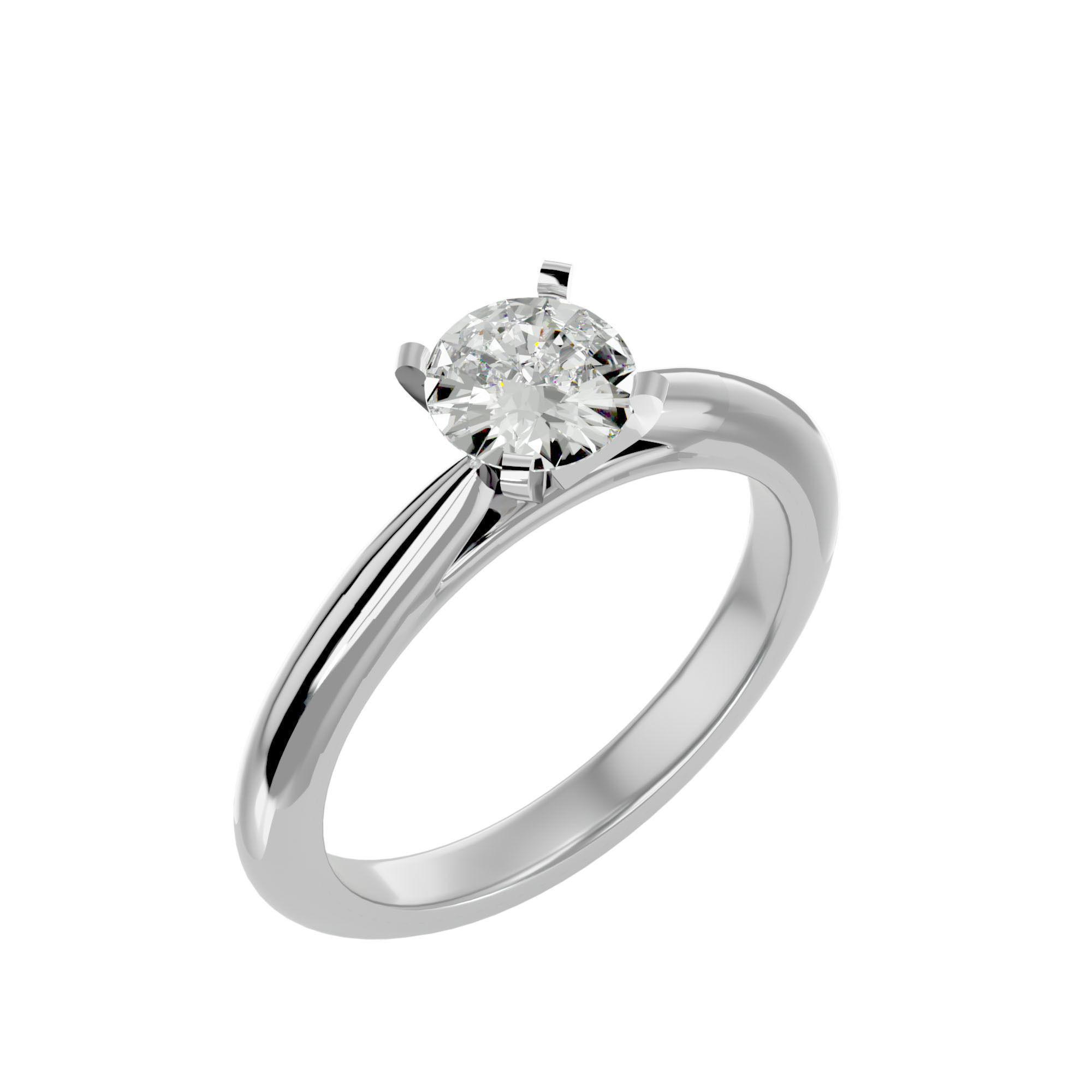 Single Round diamond Women solitaire ring with 360 View 3D print model_11