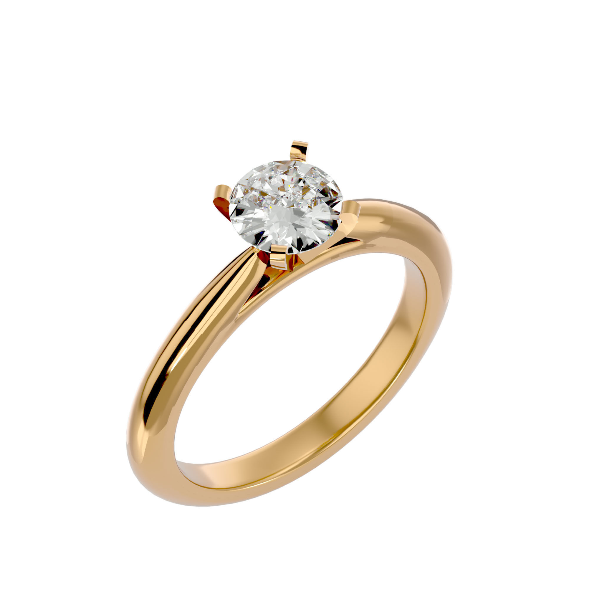 Single Round diamond Women solitaire ring with 360 View 3D print model_12