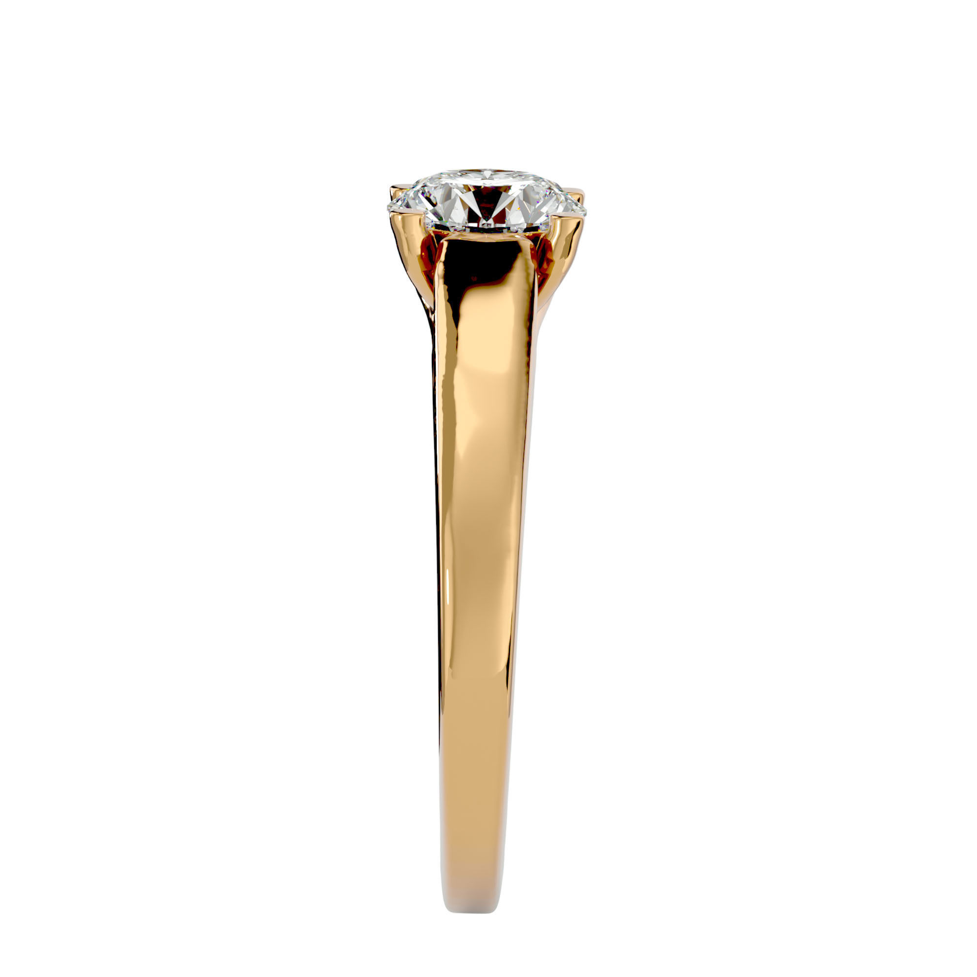 Single Round diamond Women solitaire ring with 360 View 3D print model_8