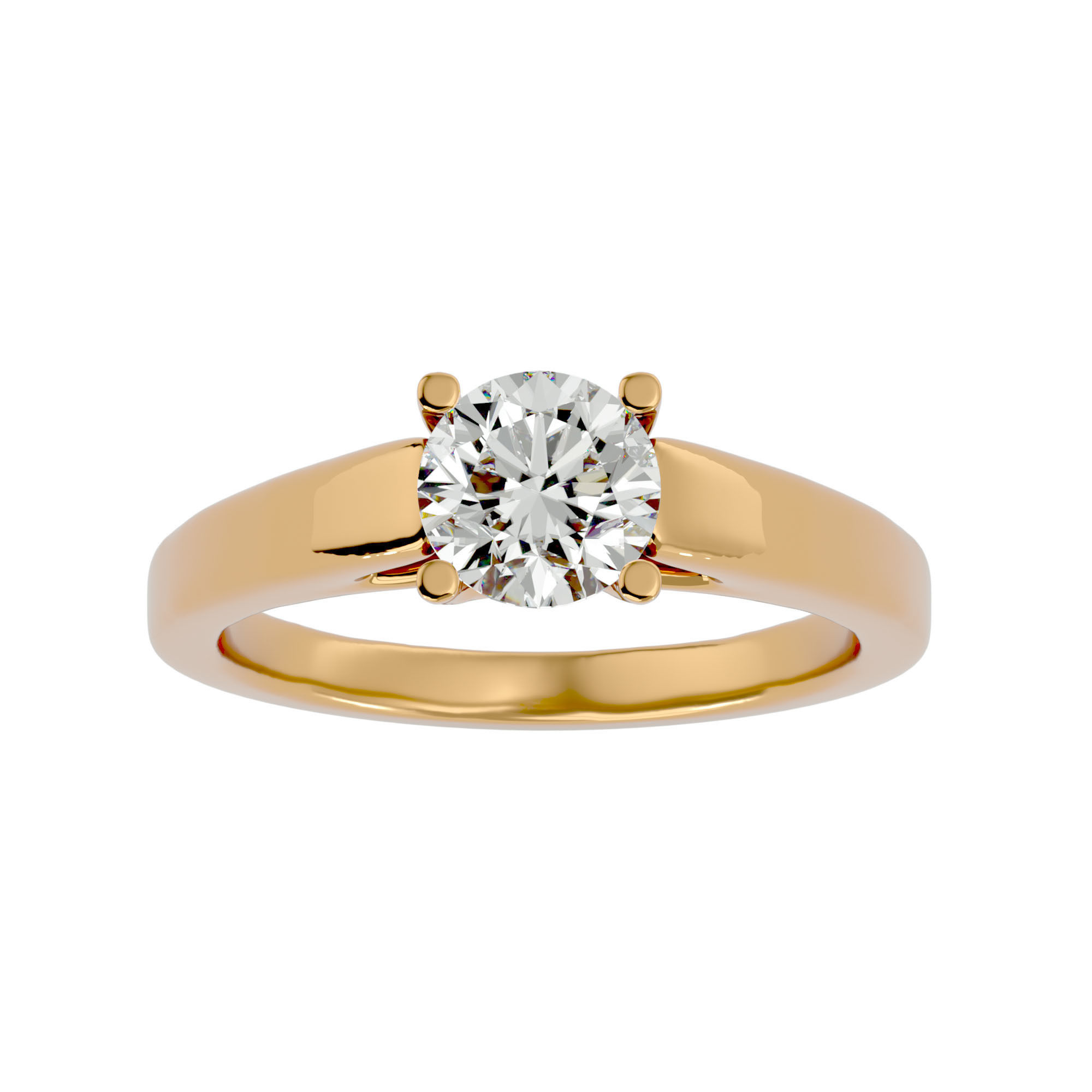 Single Round diamond Women solitaire ring with 360 View 3D print model_2