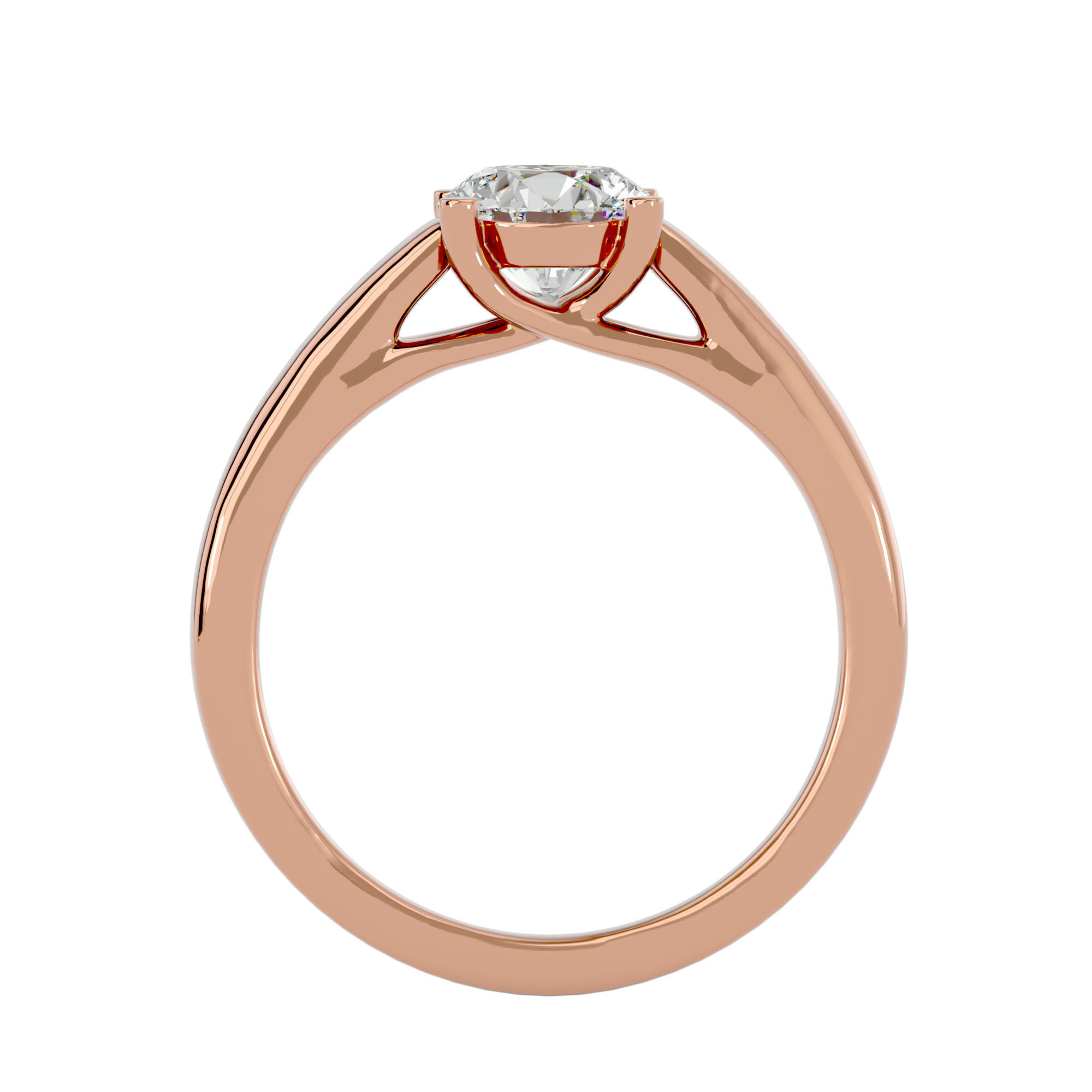 Single Round diamond Women solitaire ring with 360 View 3D print model_7