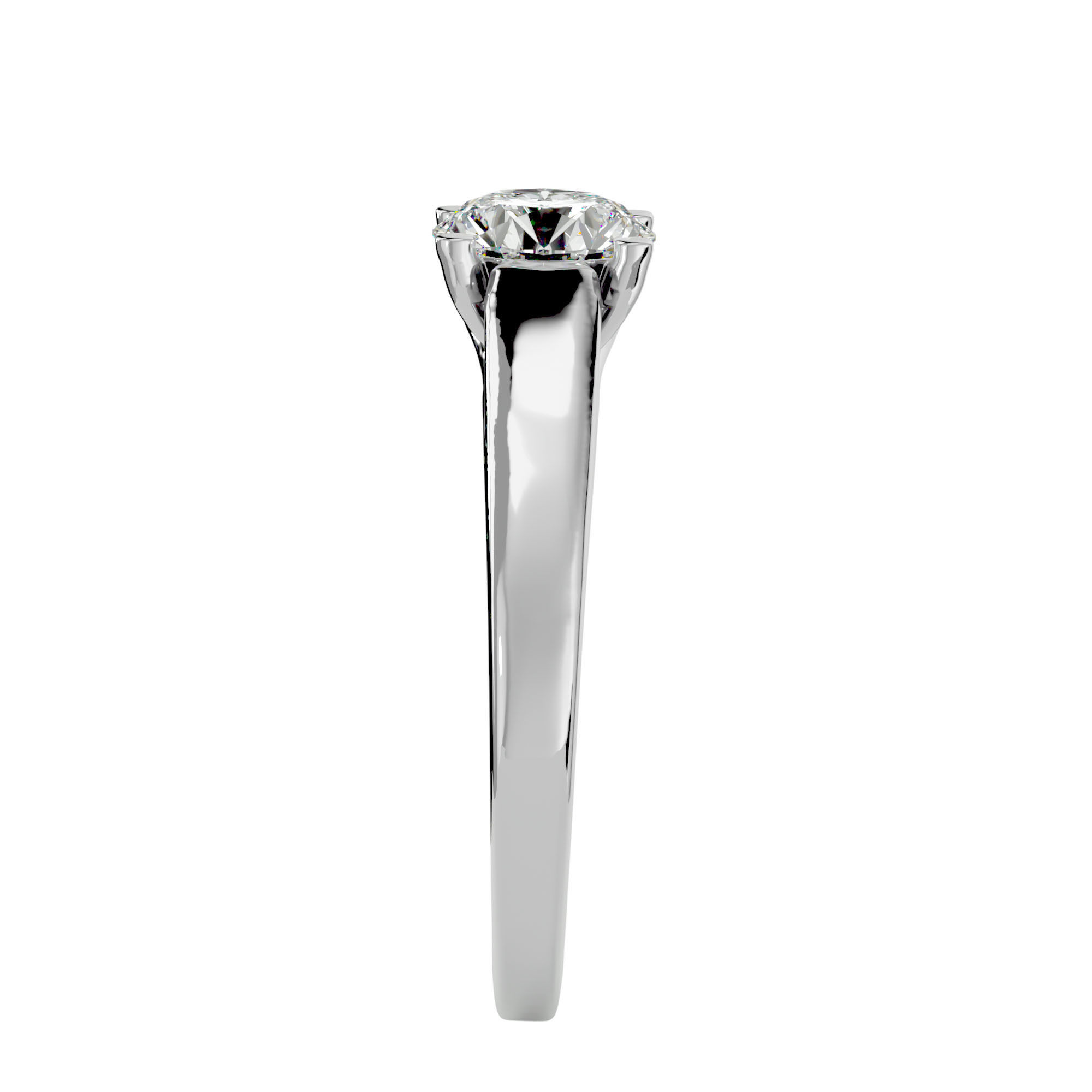 Single Round diamond Women solitaire ring with 360 View 3D print model_10