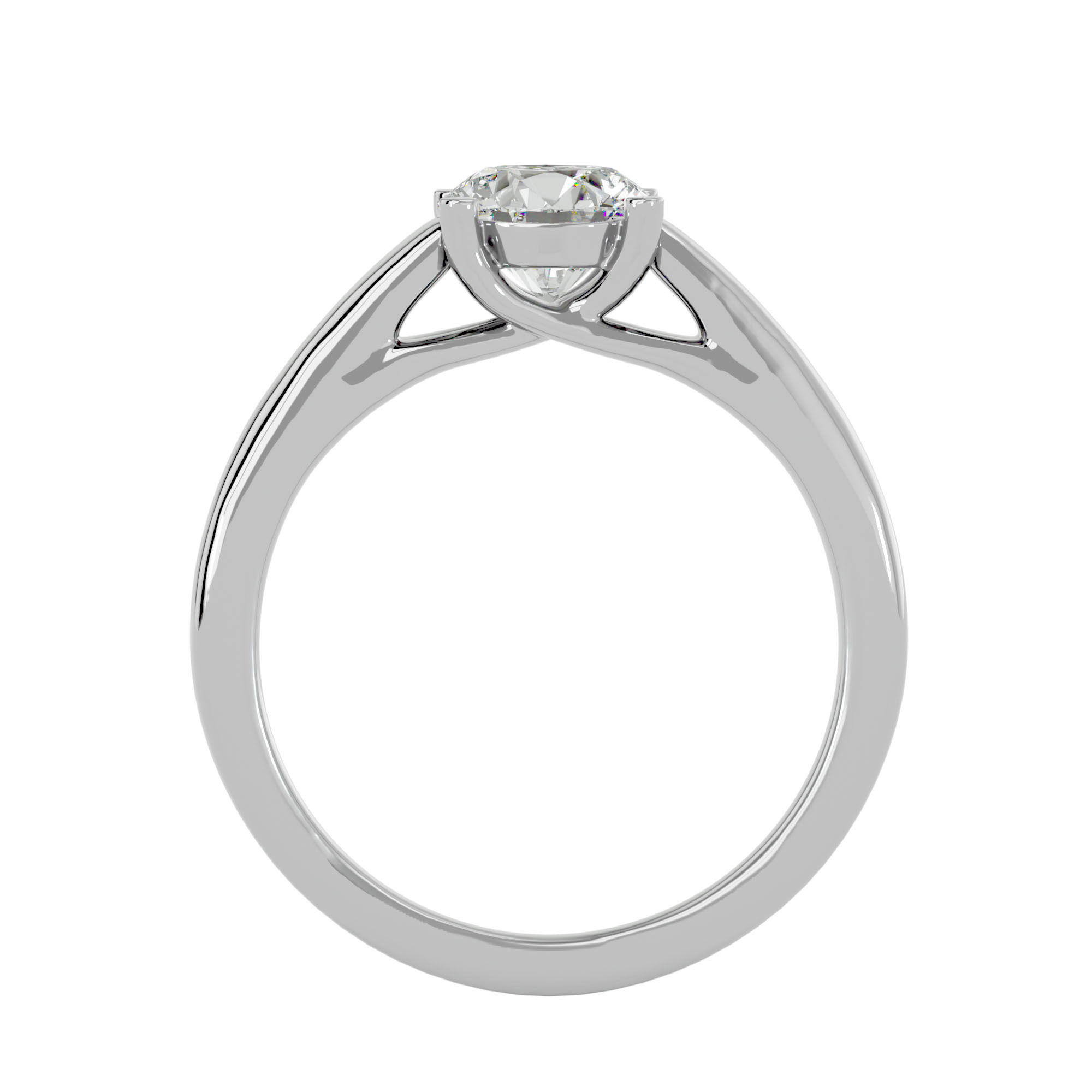 Single Round diamond Women solitaire ring with 360 View 3D print model_4