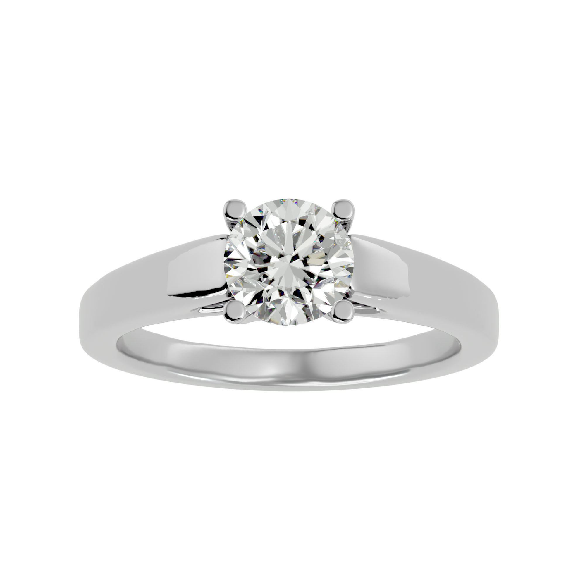 Single Round diamond Women solitaire ring with 360 View 3D print model_3