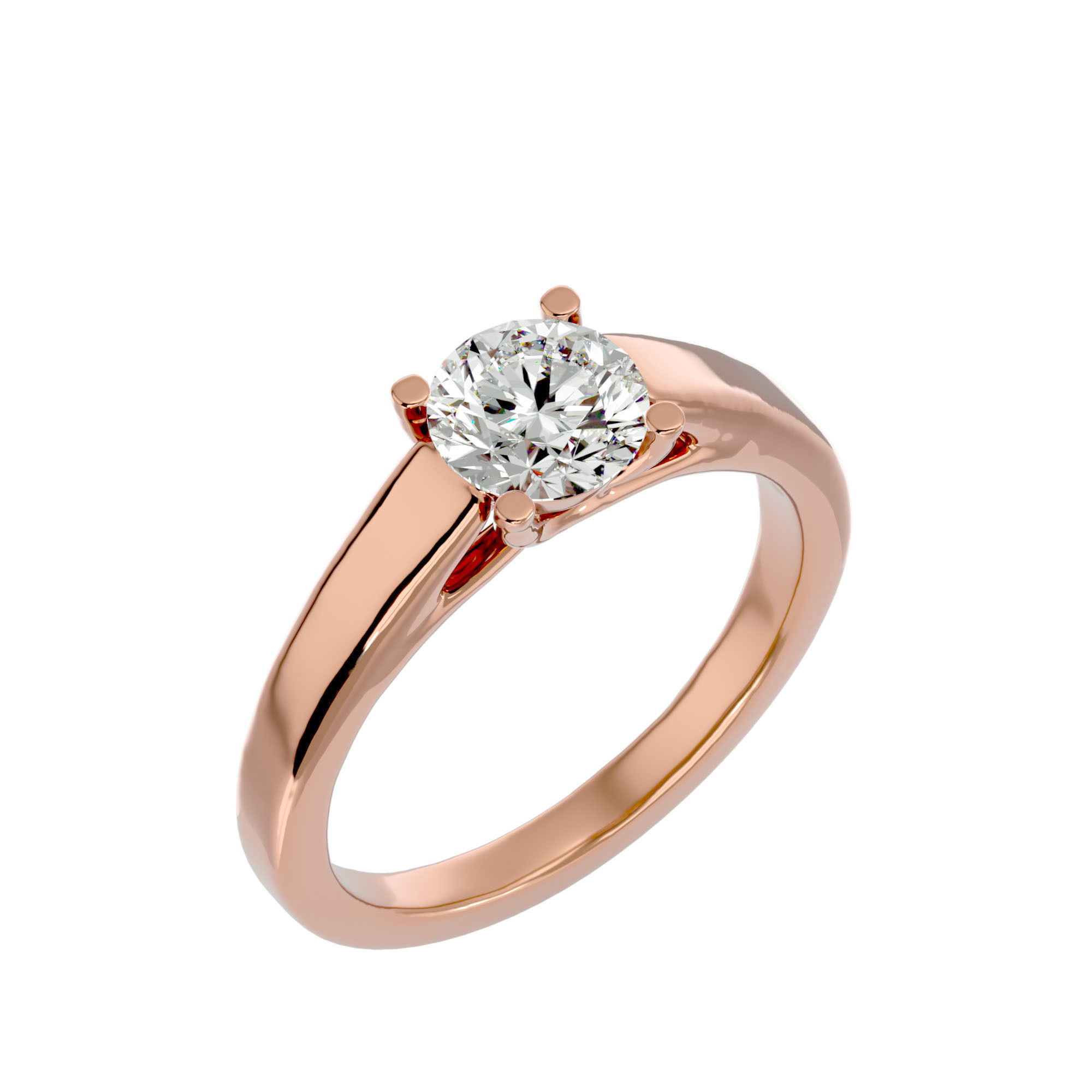 Single Round diamond Women solitaire ring with 360 View 3D print model_13