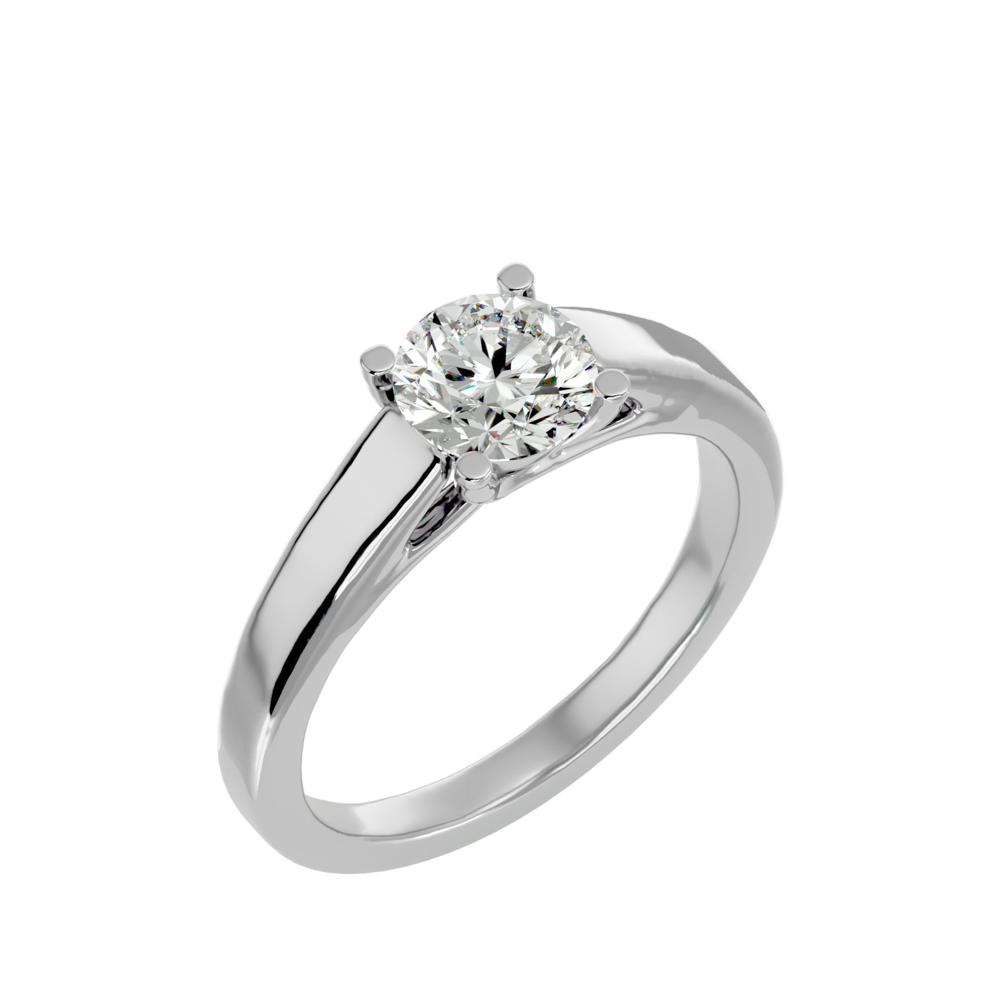 Single Round diamond Women solitaire ring with 360 View 3D print model_11