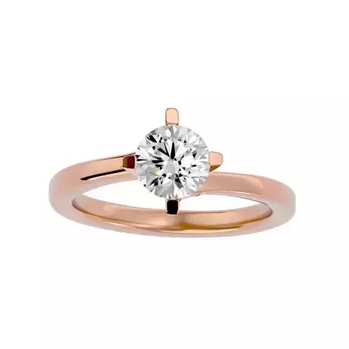 Single Round diamond Women solitaire ring with 360 View 3D print model
