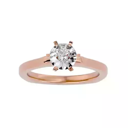 Single Round diamond Women solitaire ring with 360 View 3D print model