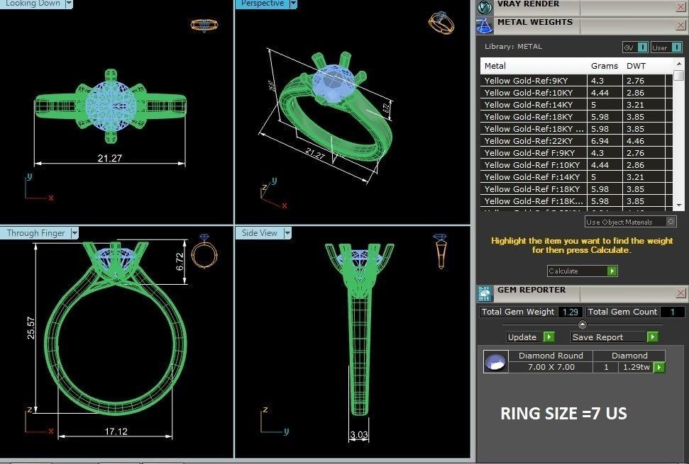 Single Round diamond Women solitaire ring with 360 View 3D print model_13
