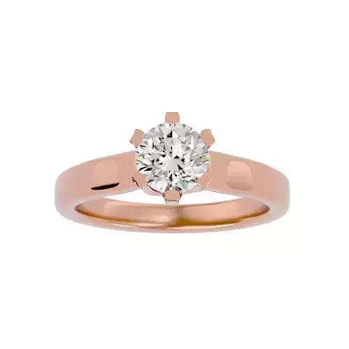Single Round diamond Women solitaire ring with 360 View 3D print model