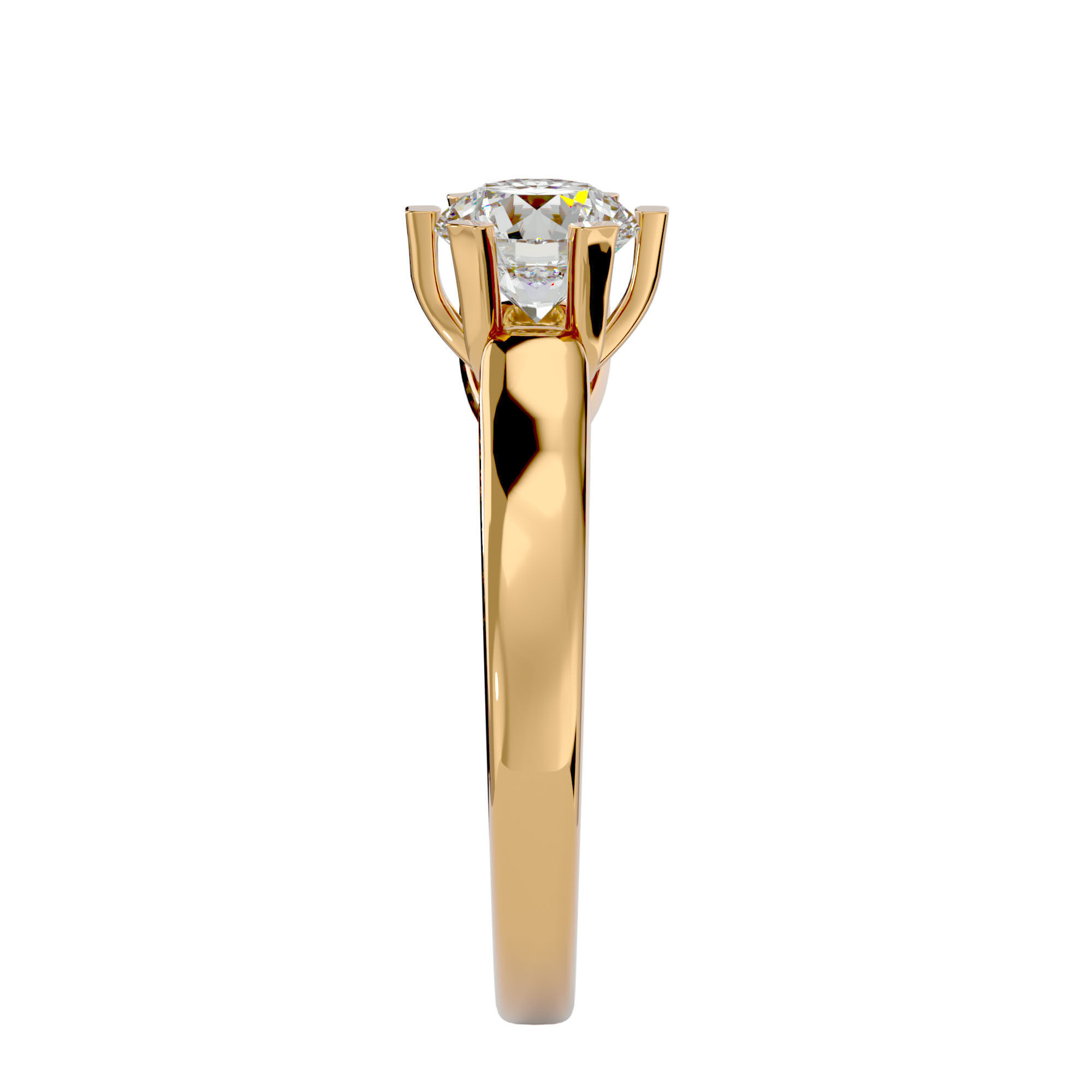 Single Round diamond Women solitaire ring with 360 View 3D print model_7