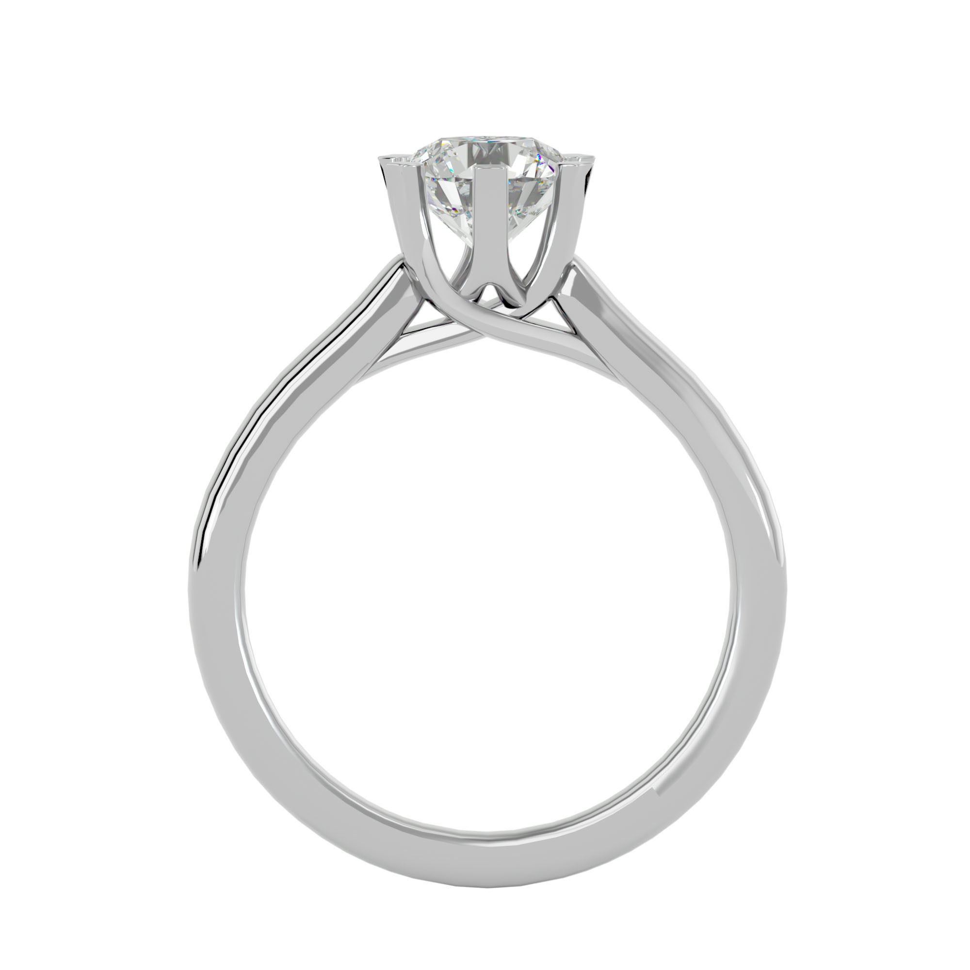 Single Round diamond Women solitaire ring with 360 View 3D print model_4