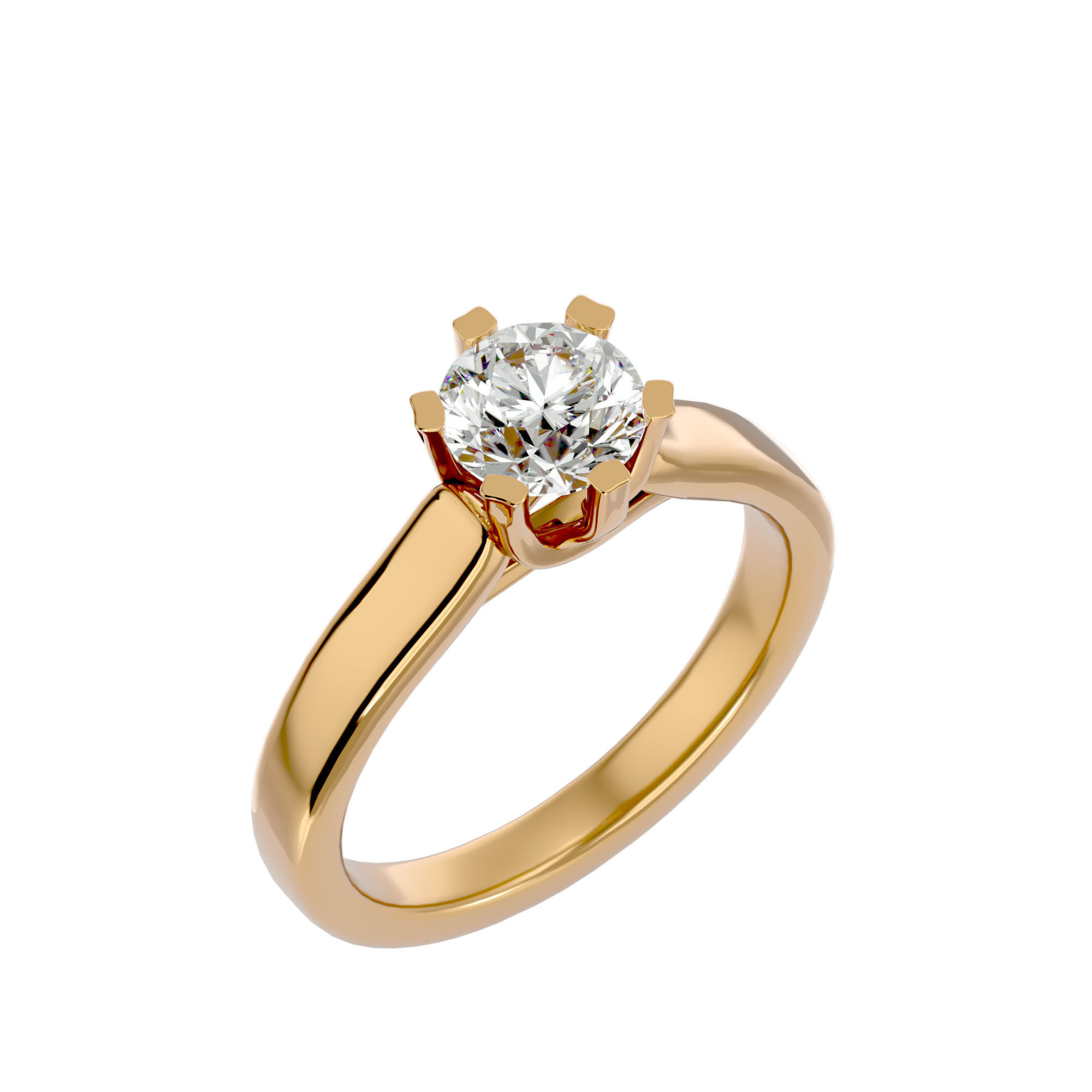 Single Round diamond Women solitaire ring with 360 View 3D print model_11