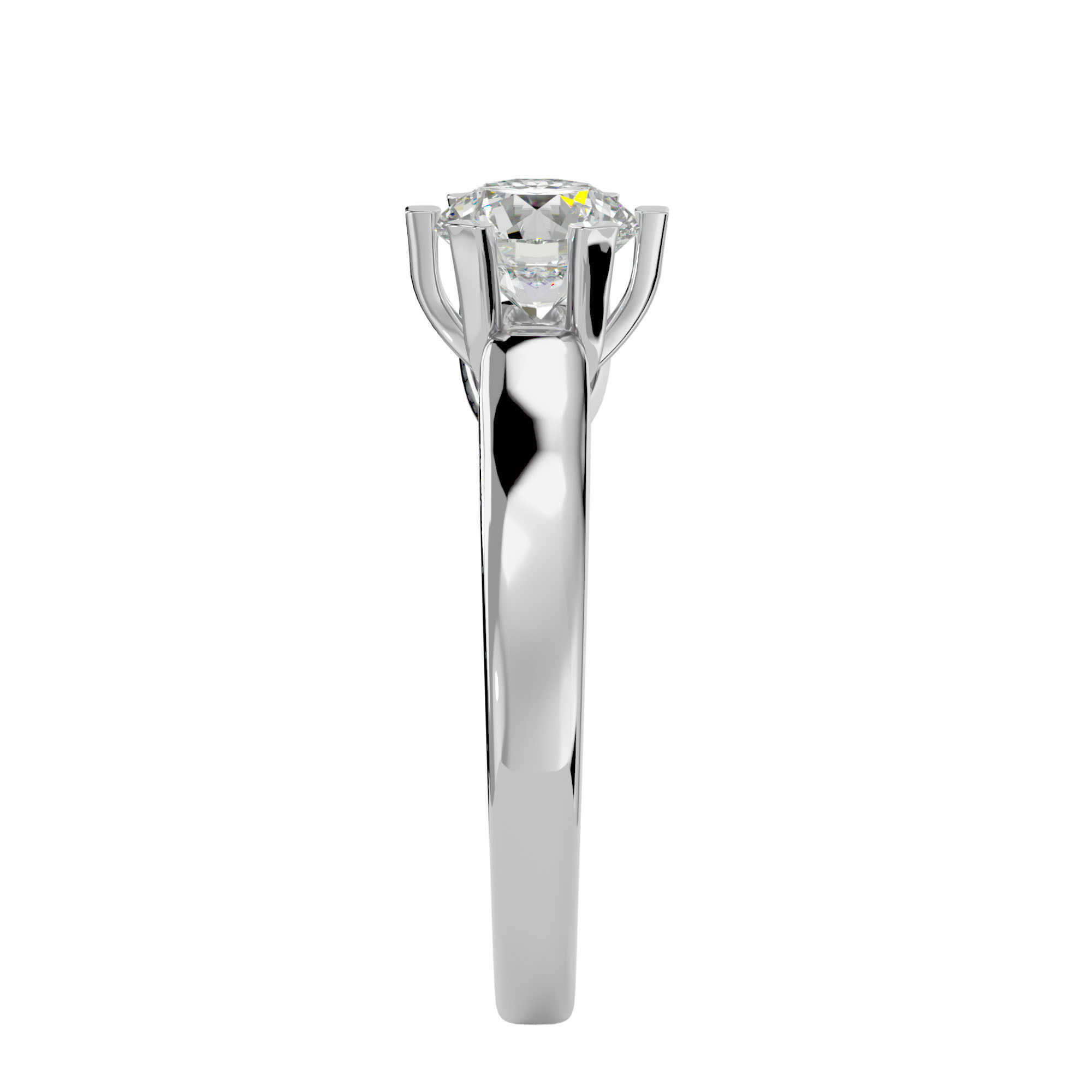 Single Round diamond Women solitaire ring with 360 View 3D print model_9