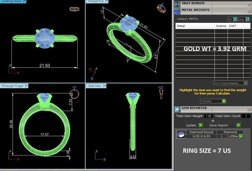 Single Round diamond Women solitaire ring with 360 View 3D print model_4