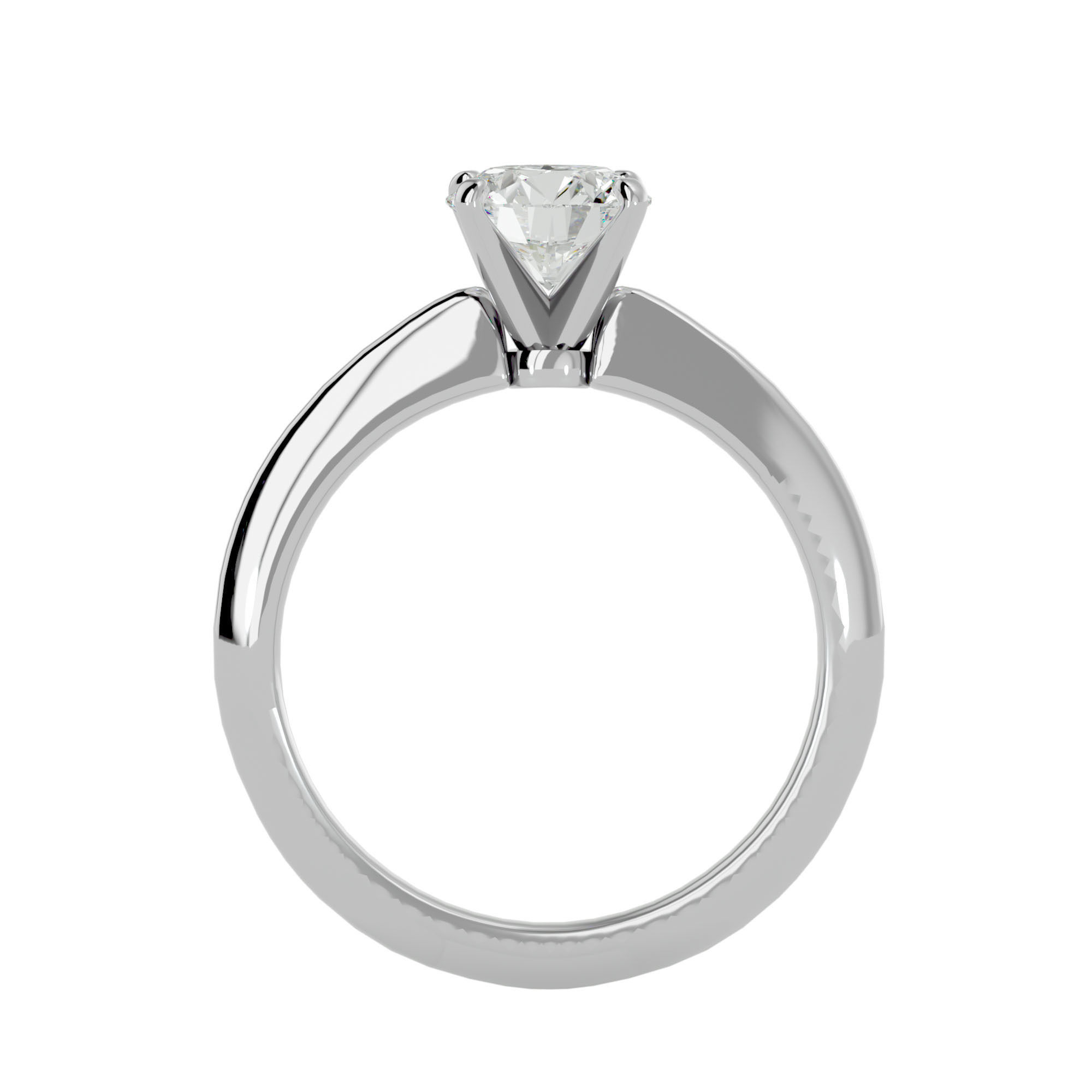 Single Round diamond Women solitaire ring with 360 View 3D print model_5