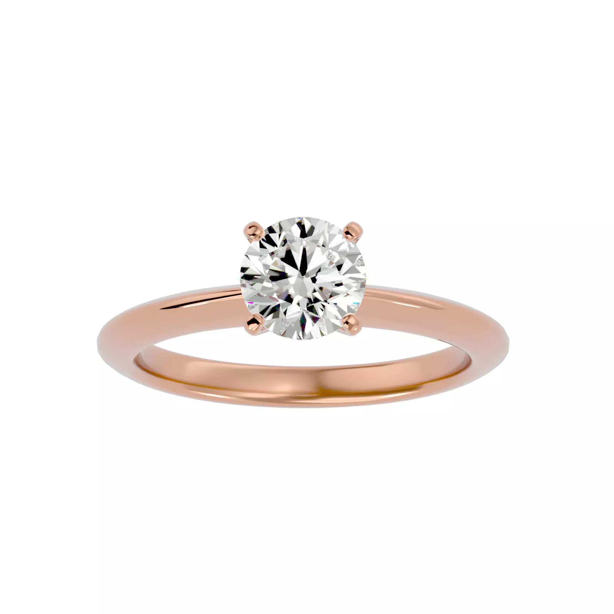 Single Round diamond Women solitaire ring with 360 View 3D print model_0