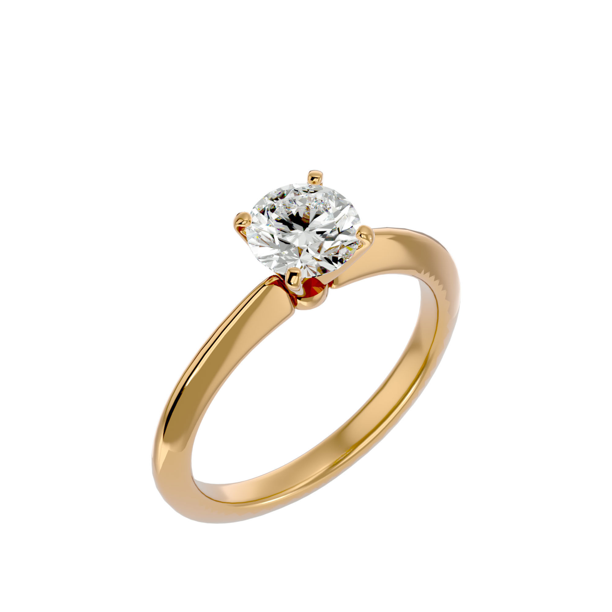 Single Round diamond Women solitaire ring with 360 View 3D print model_12