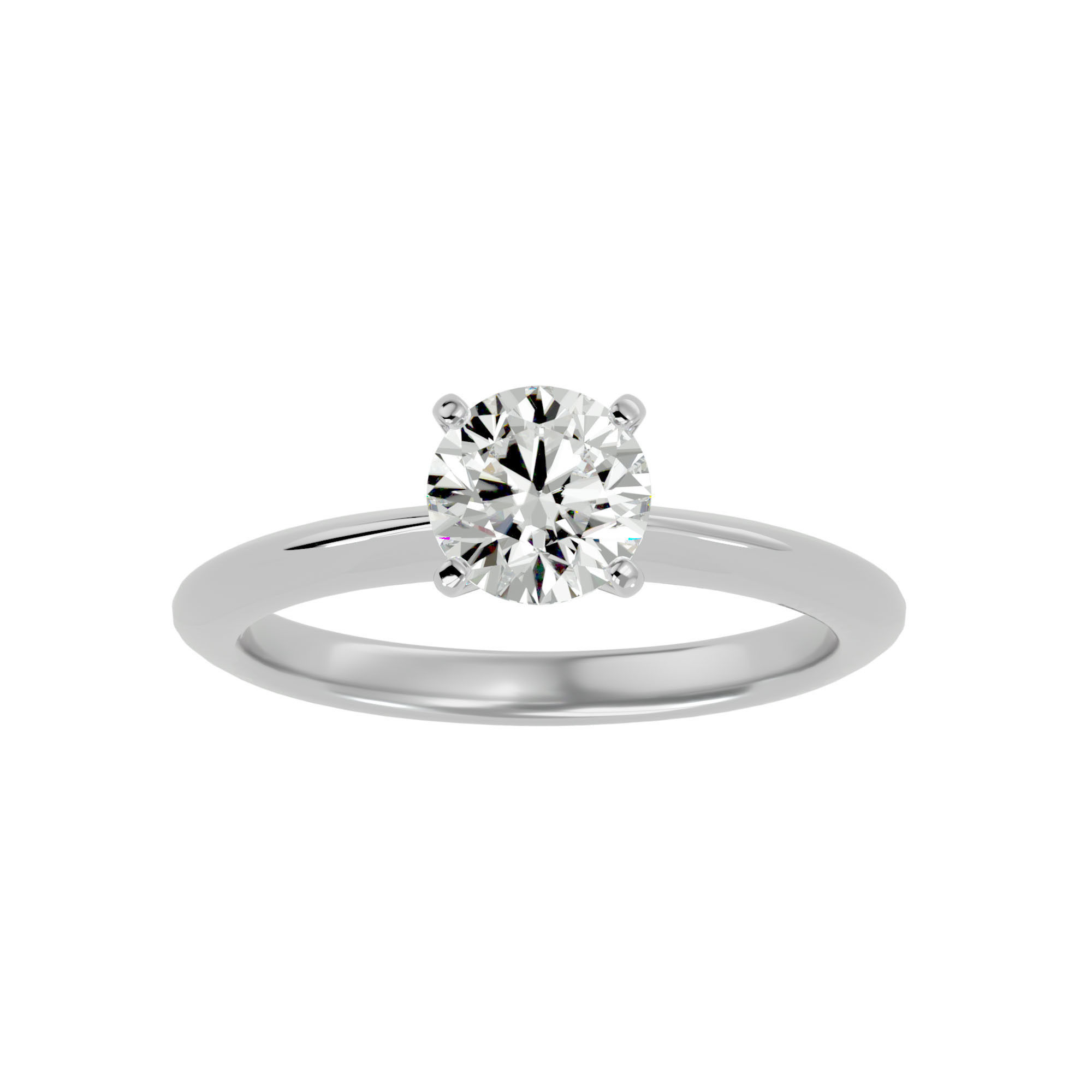 Single Round diamond Women solitaire ring with 360 View 3D print model_3