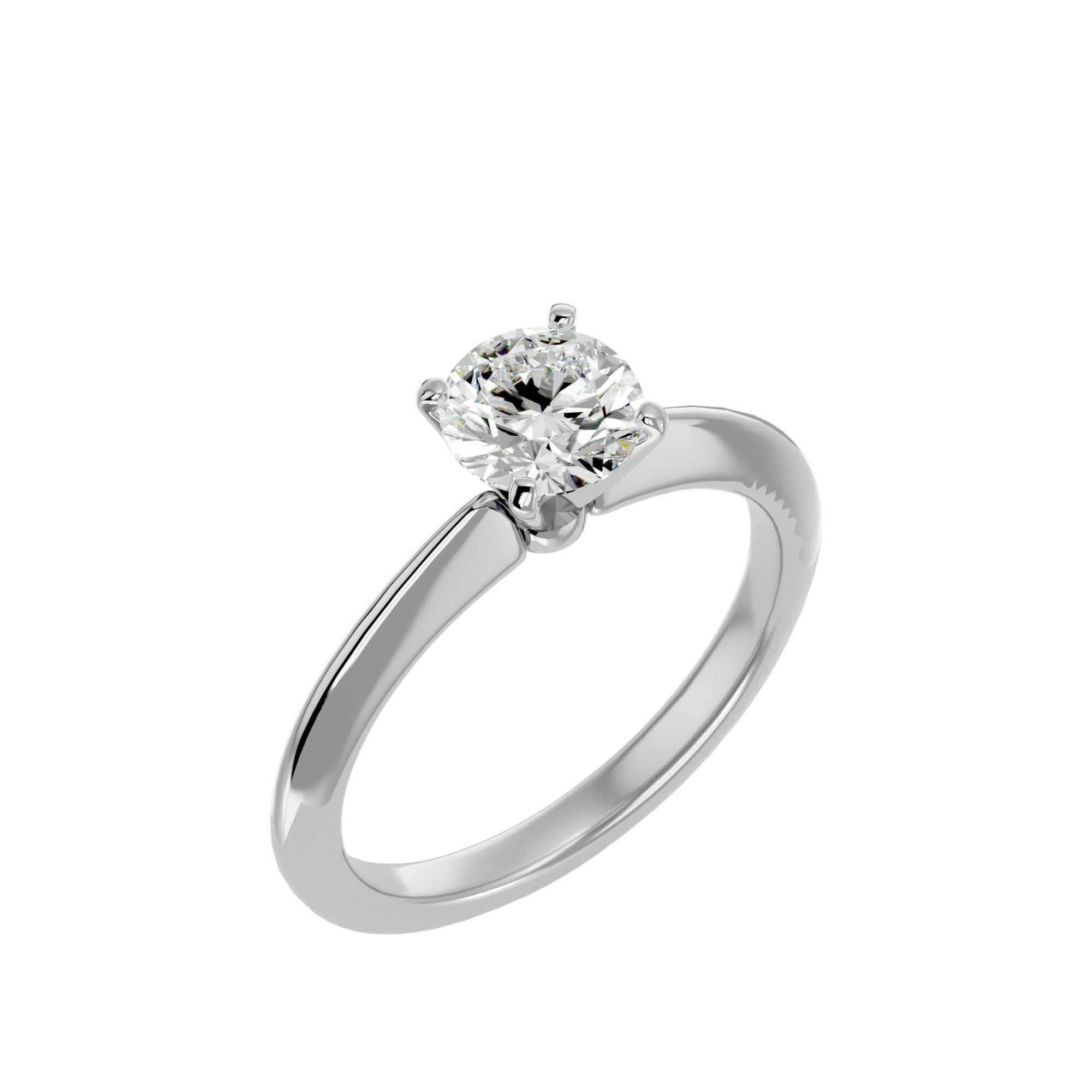 Single Round diamond Women solitaire ring with 360 View 3D print model_11