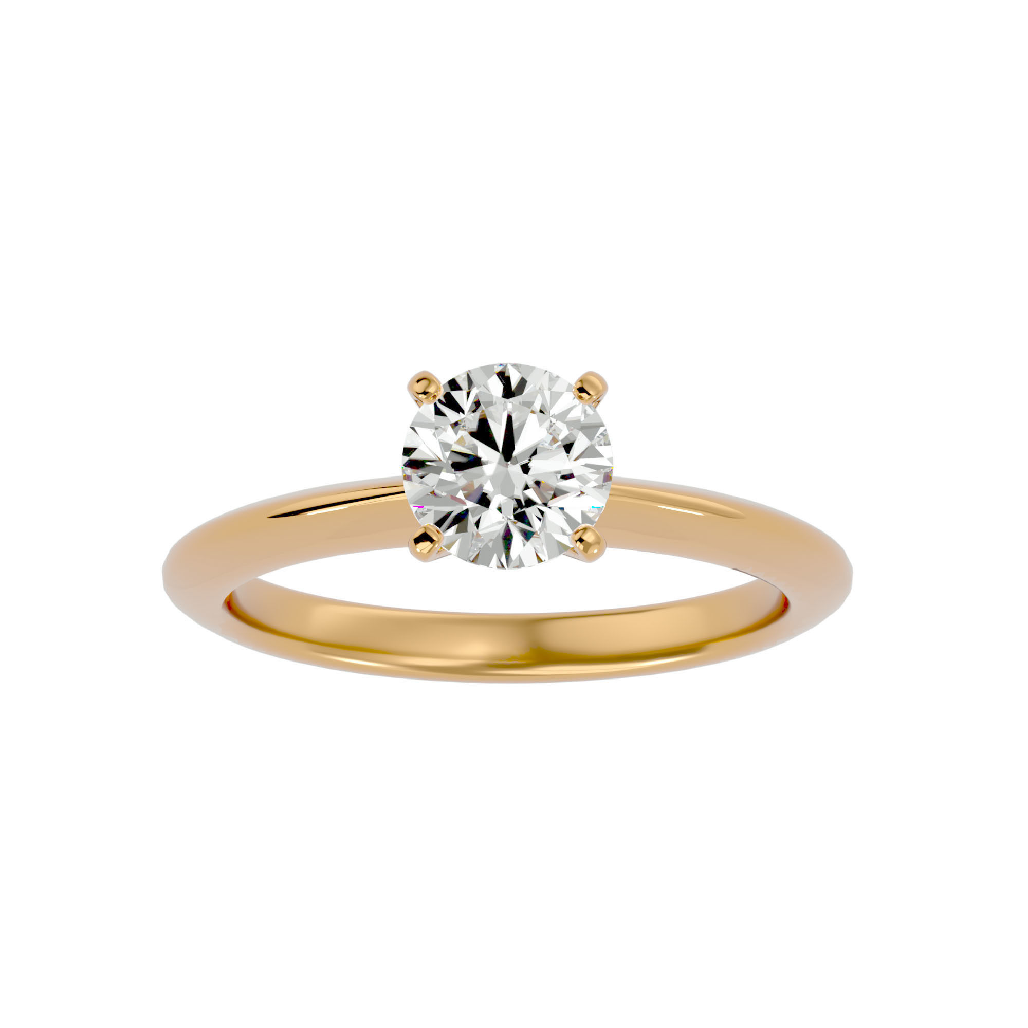Single Round diamond Women solitaire ring with 360 View 3D print model_2