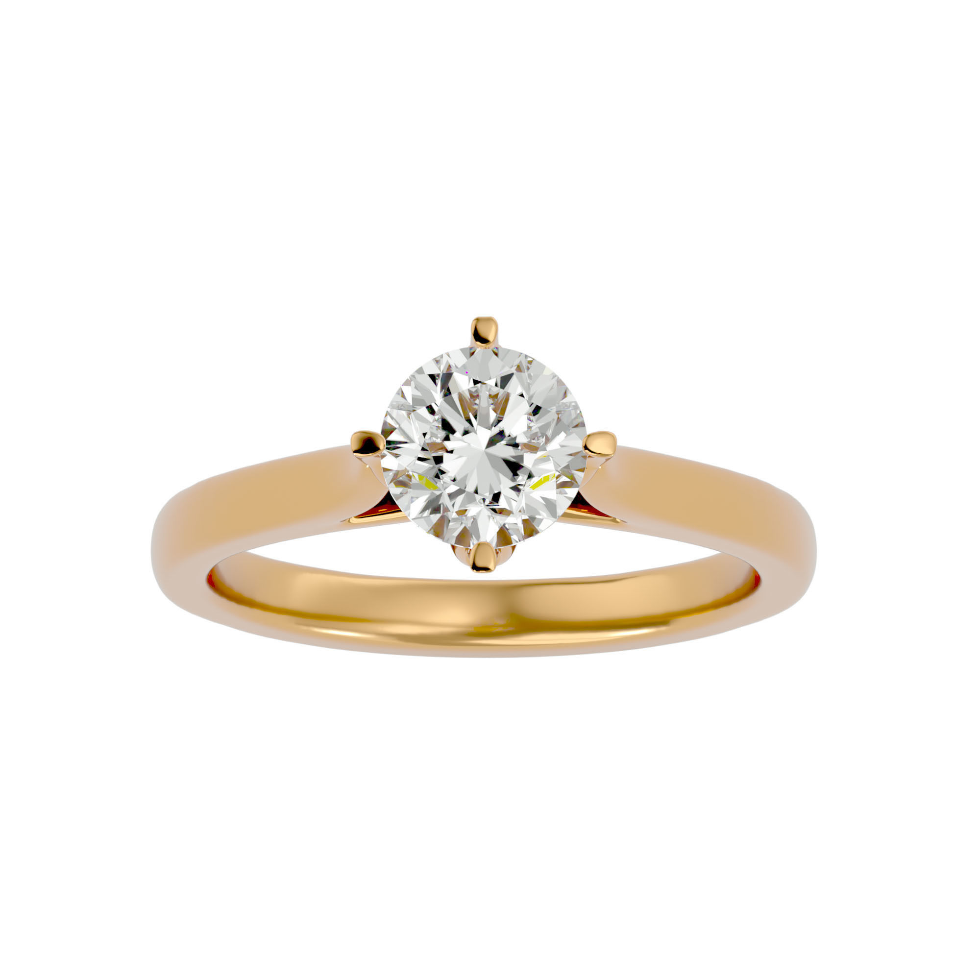 Single Round diamond Women solitaire ring with 360 View 3D print model_2
