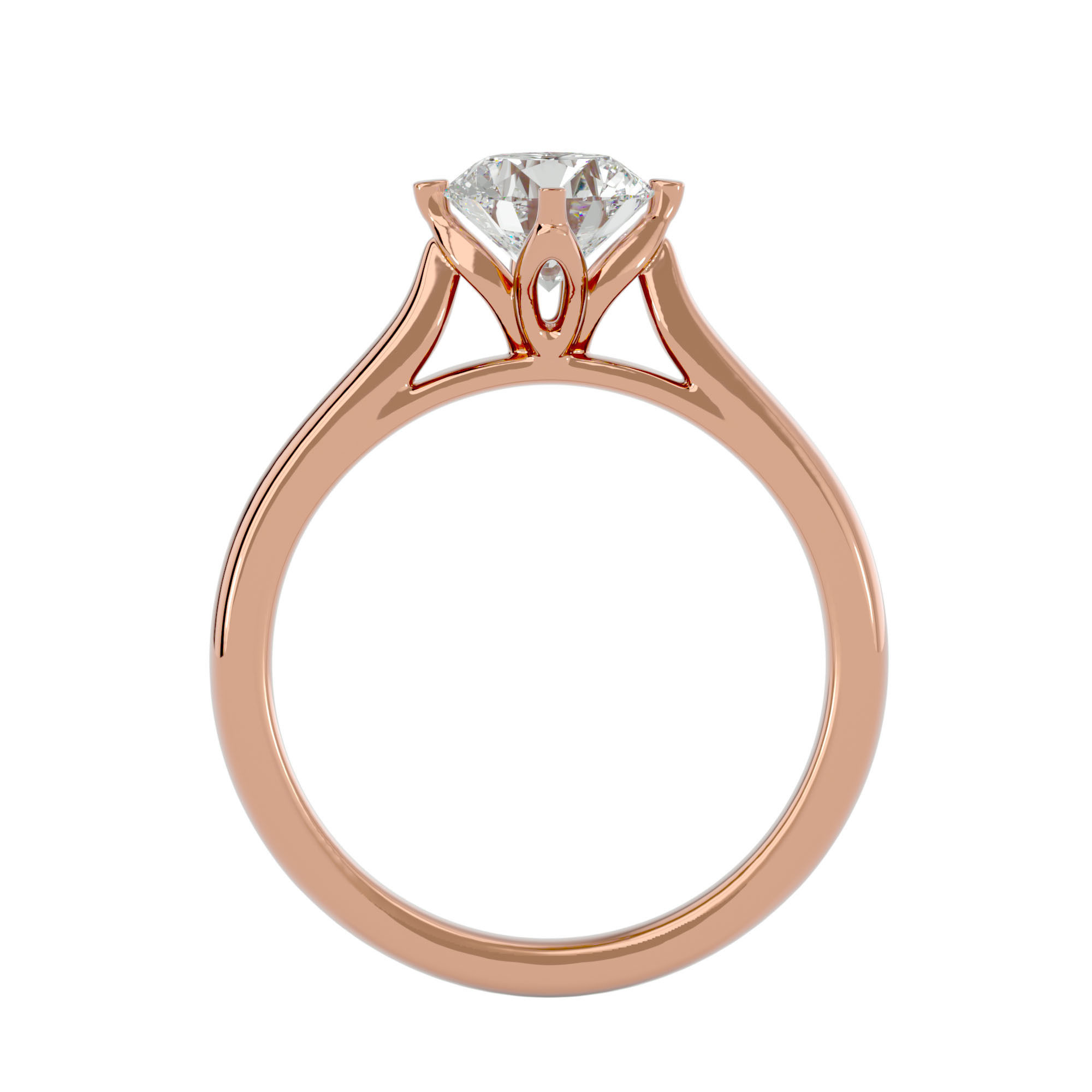 Single Round diamond Women solitaire ring with 360 View 3D print model_7
