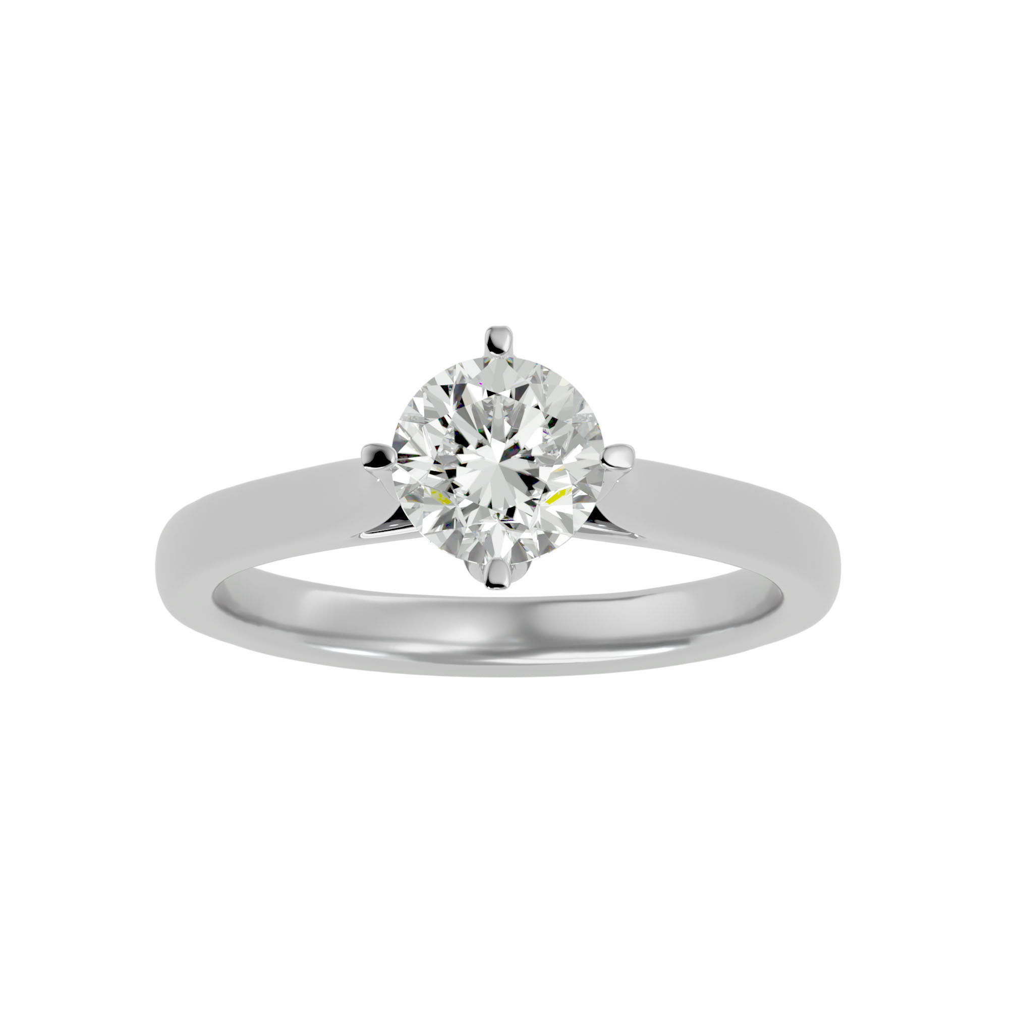 Single Round diamond Women solitaire ring with 360 View 3D print model_3