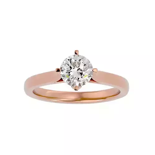 Single Round diamond Women solitaire ring with 360 View 3D print model
