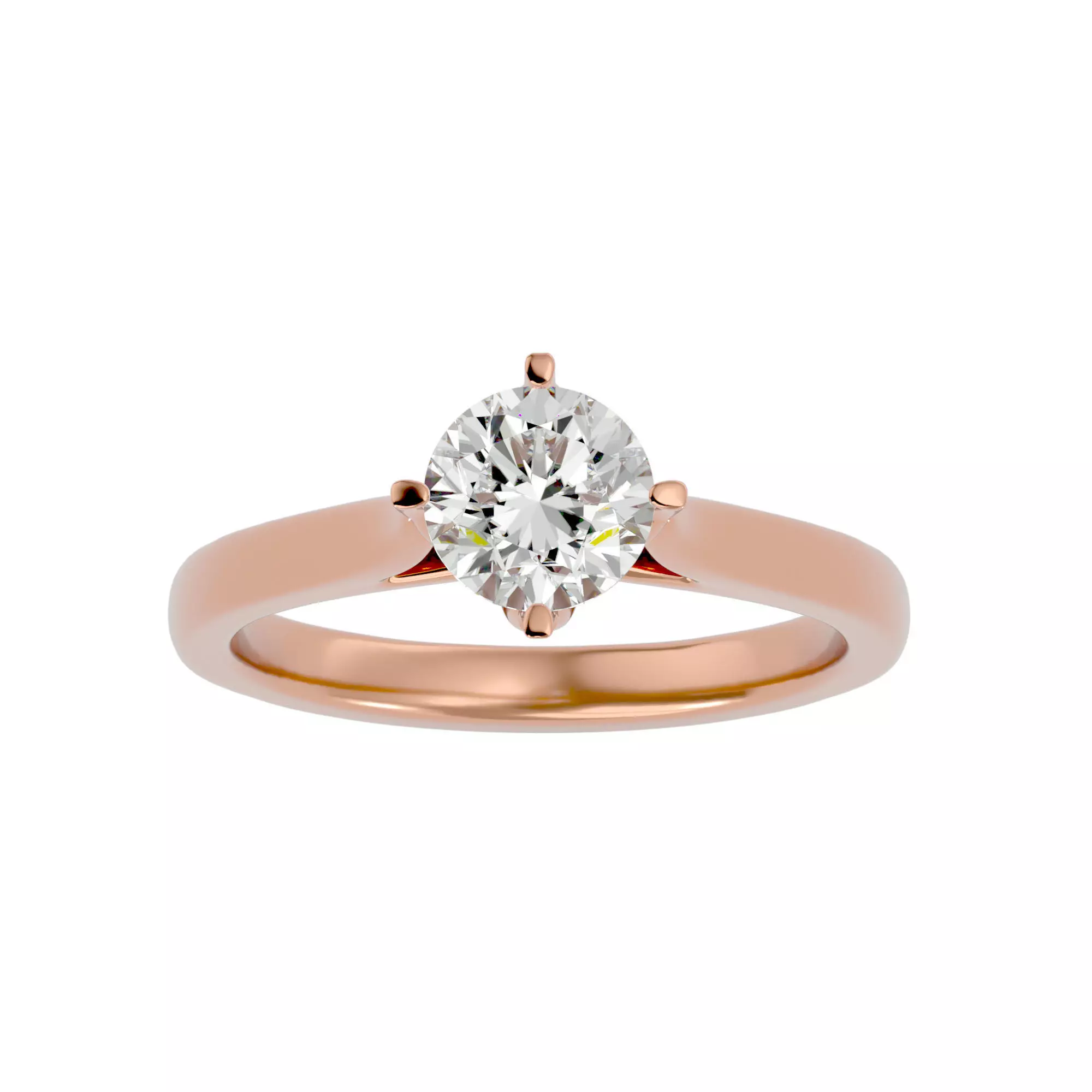 Single Round diamond Women solitaire ring with 360 View 3D print model_0