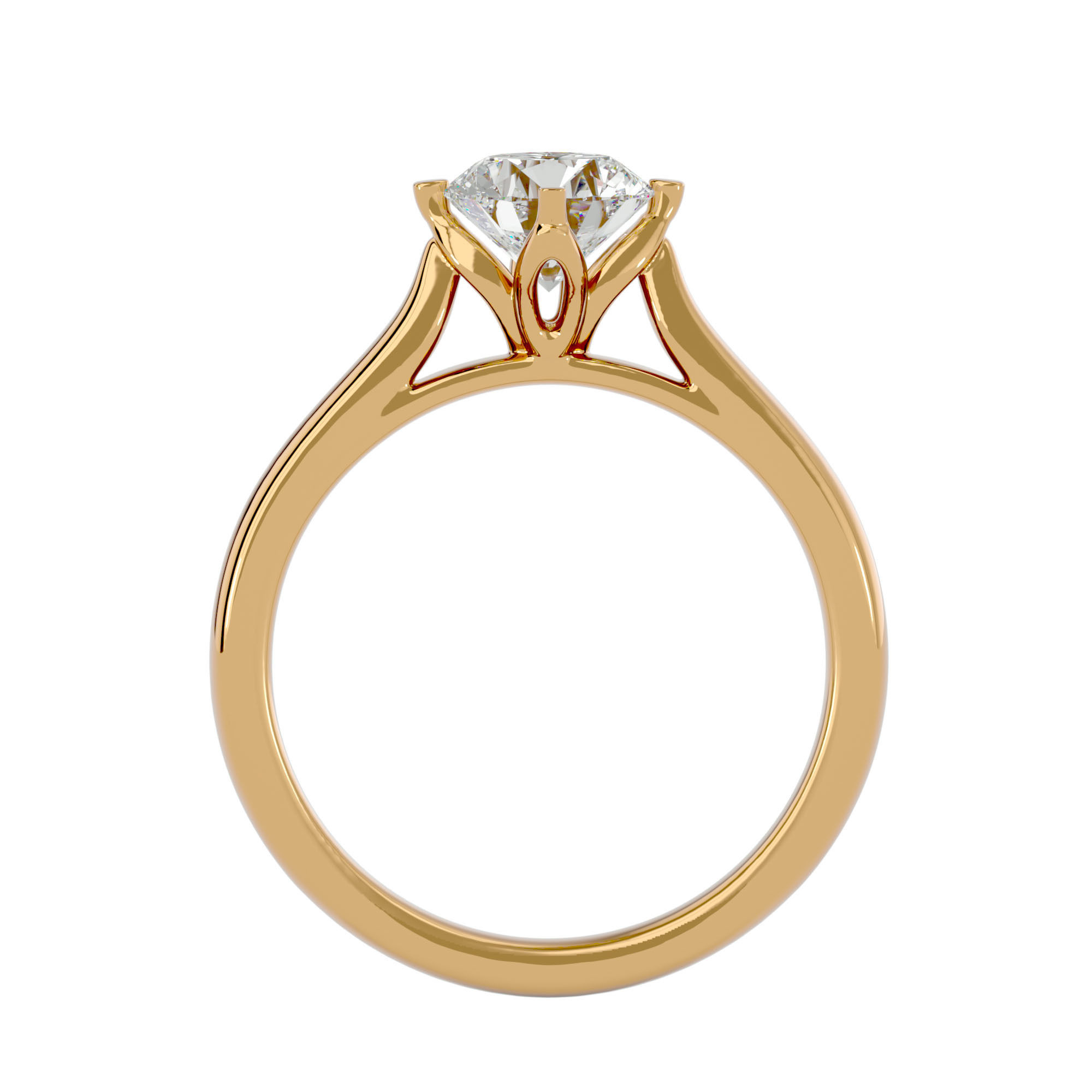Single Round diamond Women solitaire ring with 360 View 3D print model_6
