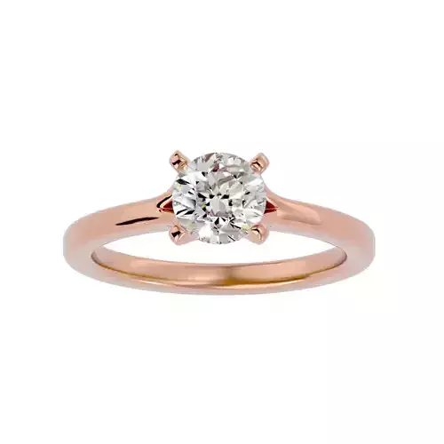 Single Round diamond Women solitaire ring with 360 View 3D print model