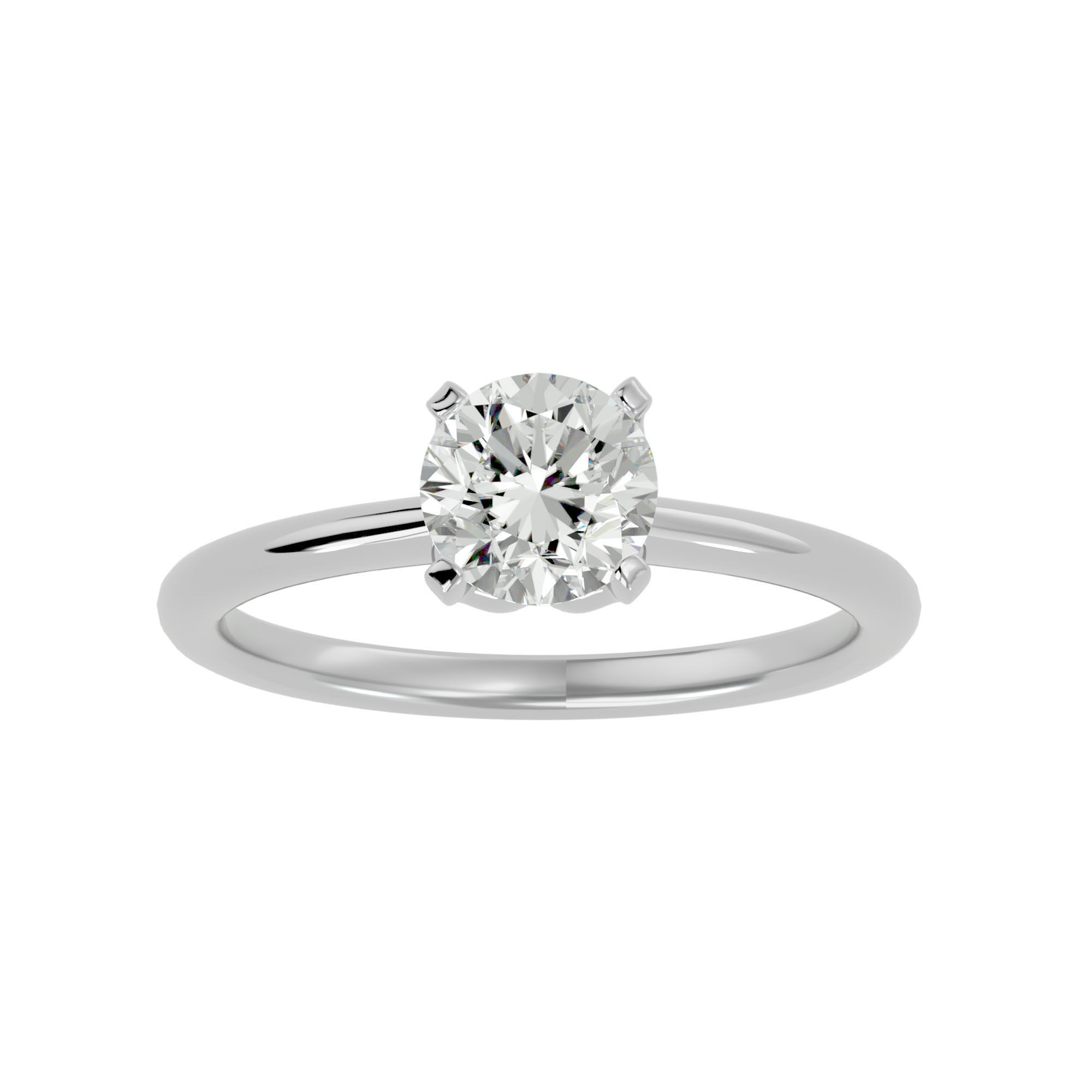 Single Round diamond Women solitaire ring with 360 View 3D print model_3