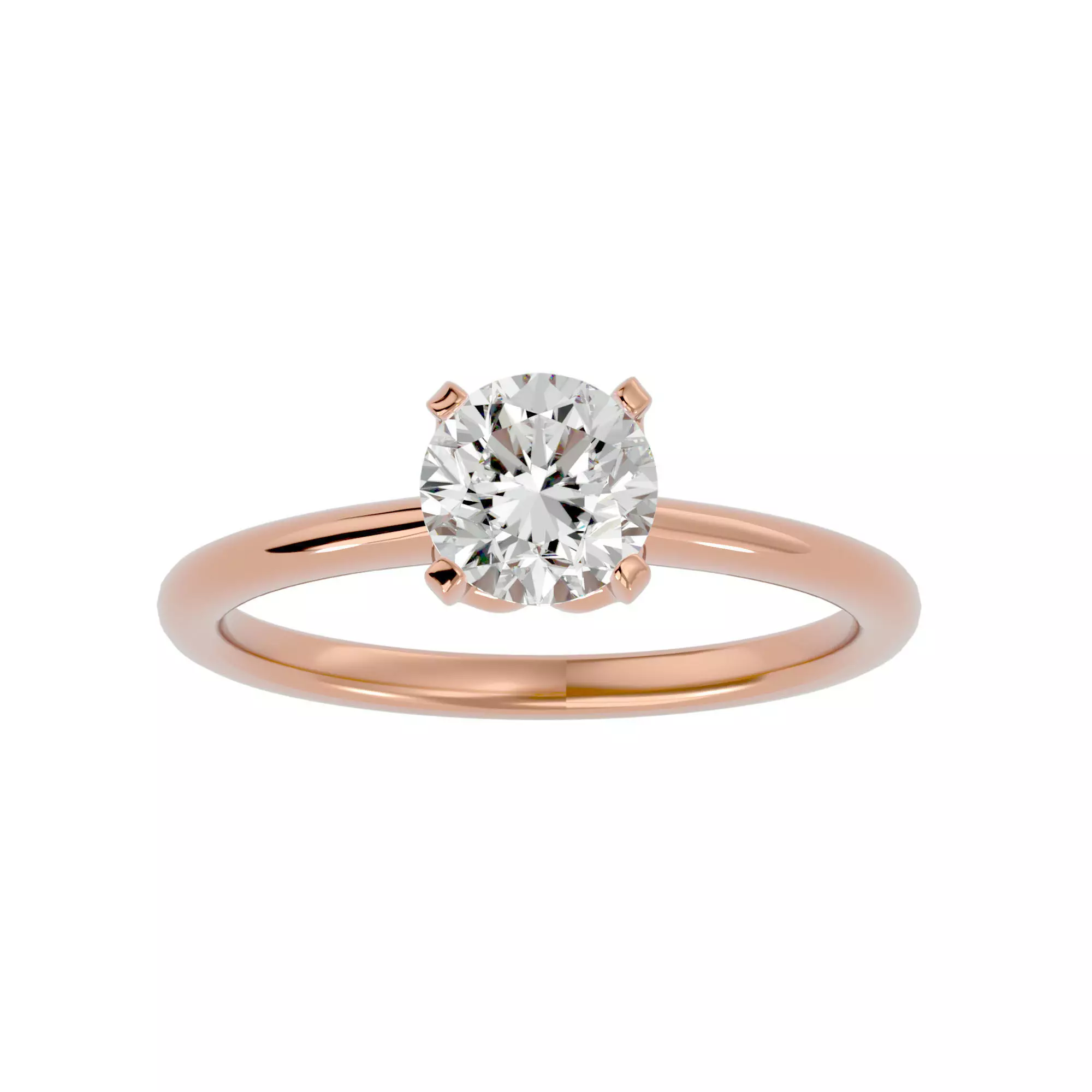 Single Round diamond Women solitaire ring with 360 View 3D print model_0