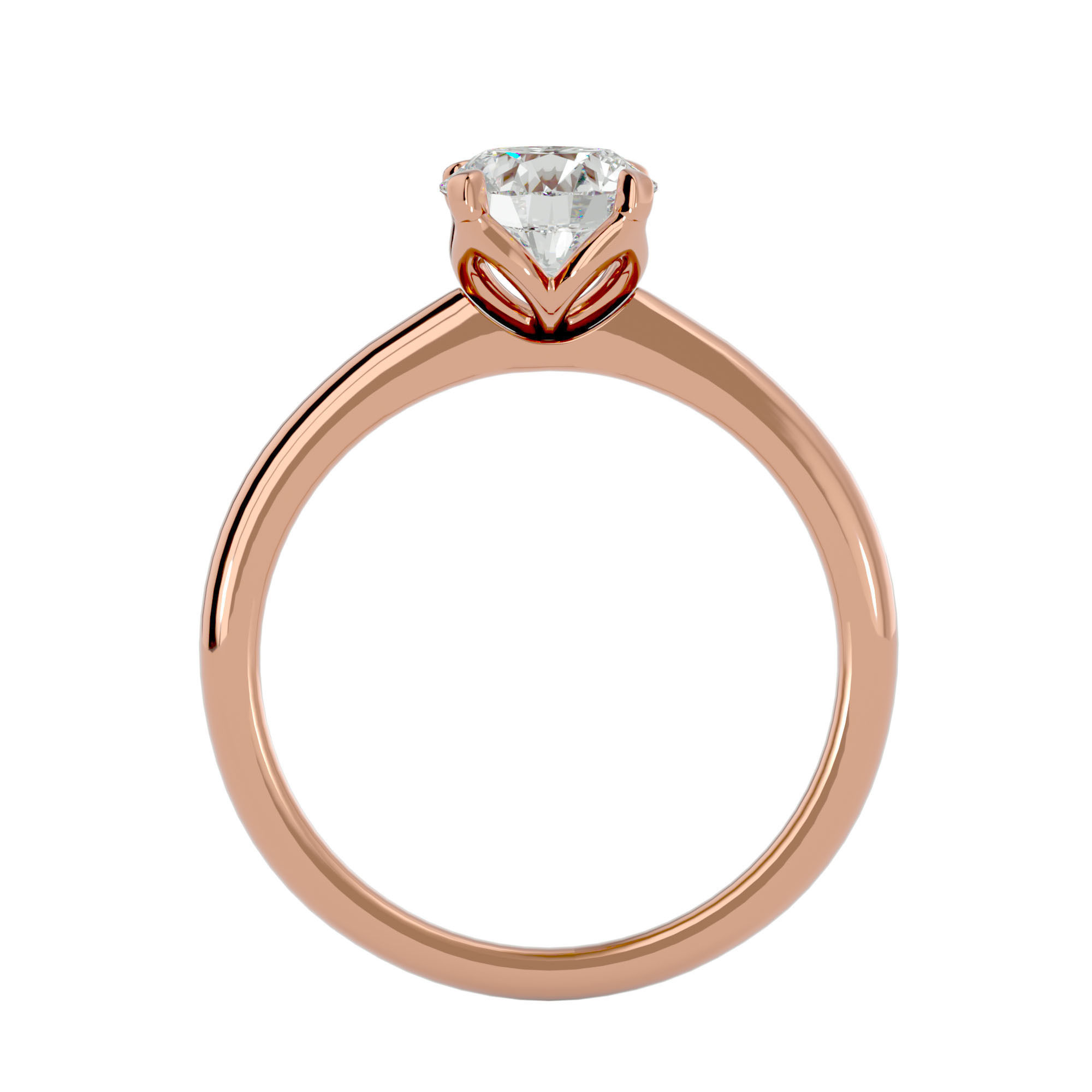 Single Round diamond Women solitaire ring with 360 View 3D print model_7