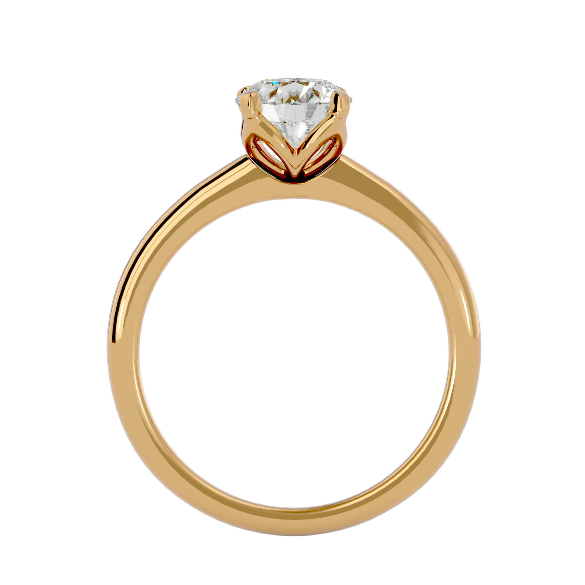 Single Round diamond Women solitaire ring with 360 View 3D print model_6