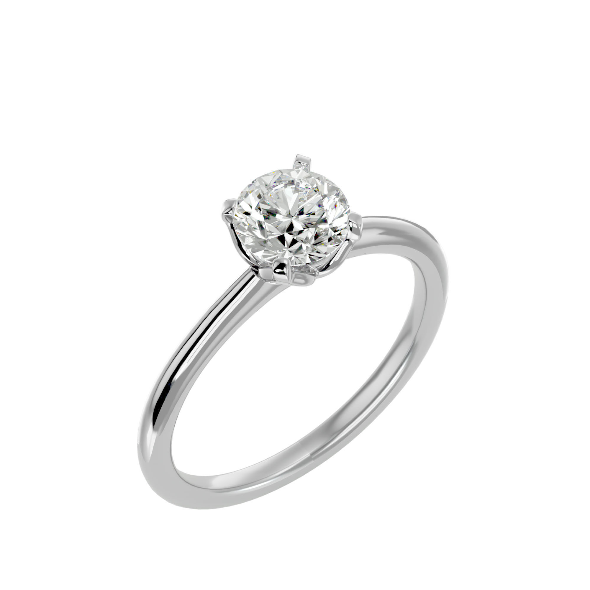 Single Round diamond Women solitaire ring with 360 View 3D print model_11