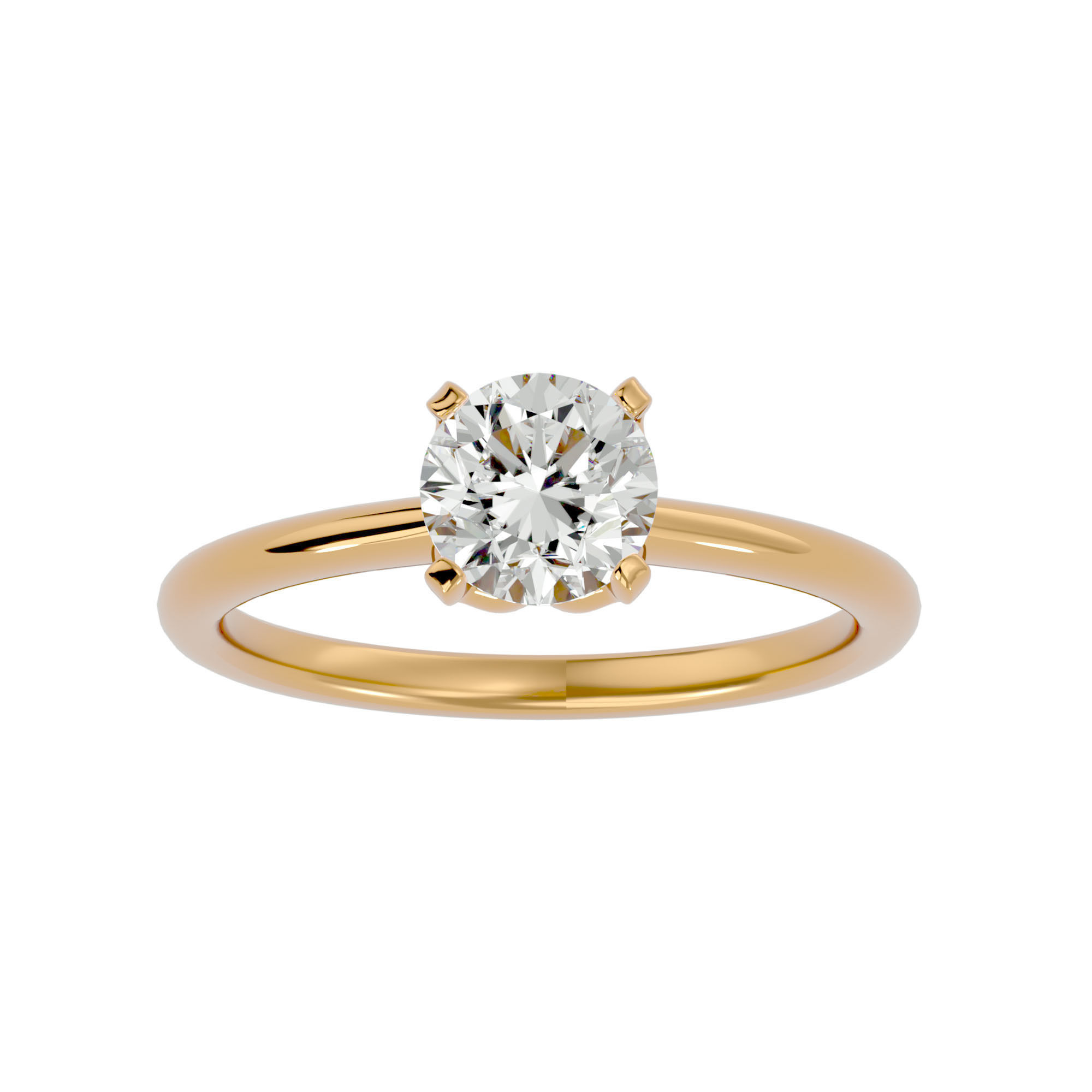 Single Round diamond Women solitaire ring with 360 View 3D print model_2