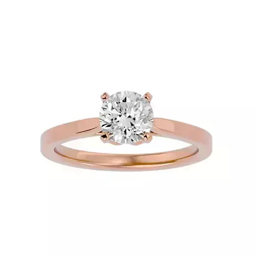 Single Round diamond Women solitaire ring with 360 View 3D print model