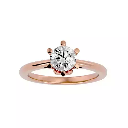 Single Round diamond Women solitaire ring with 360 View 3D print model