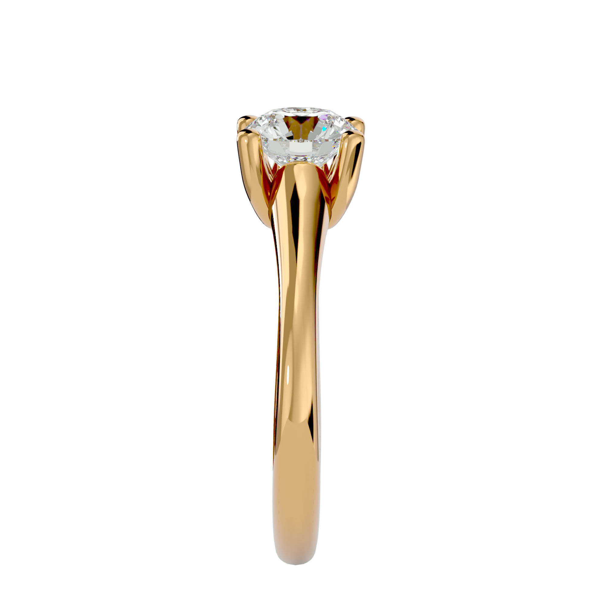 Single Round diamond Women solitaire ring with 360 View 3D print model_7