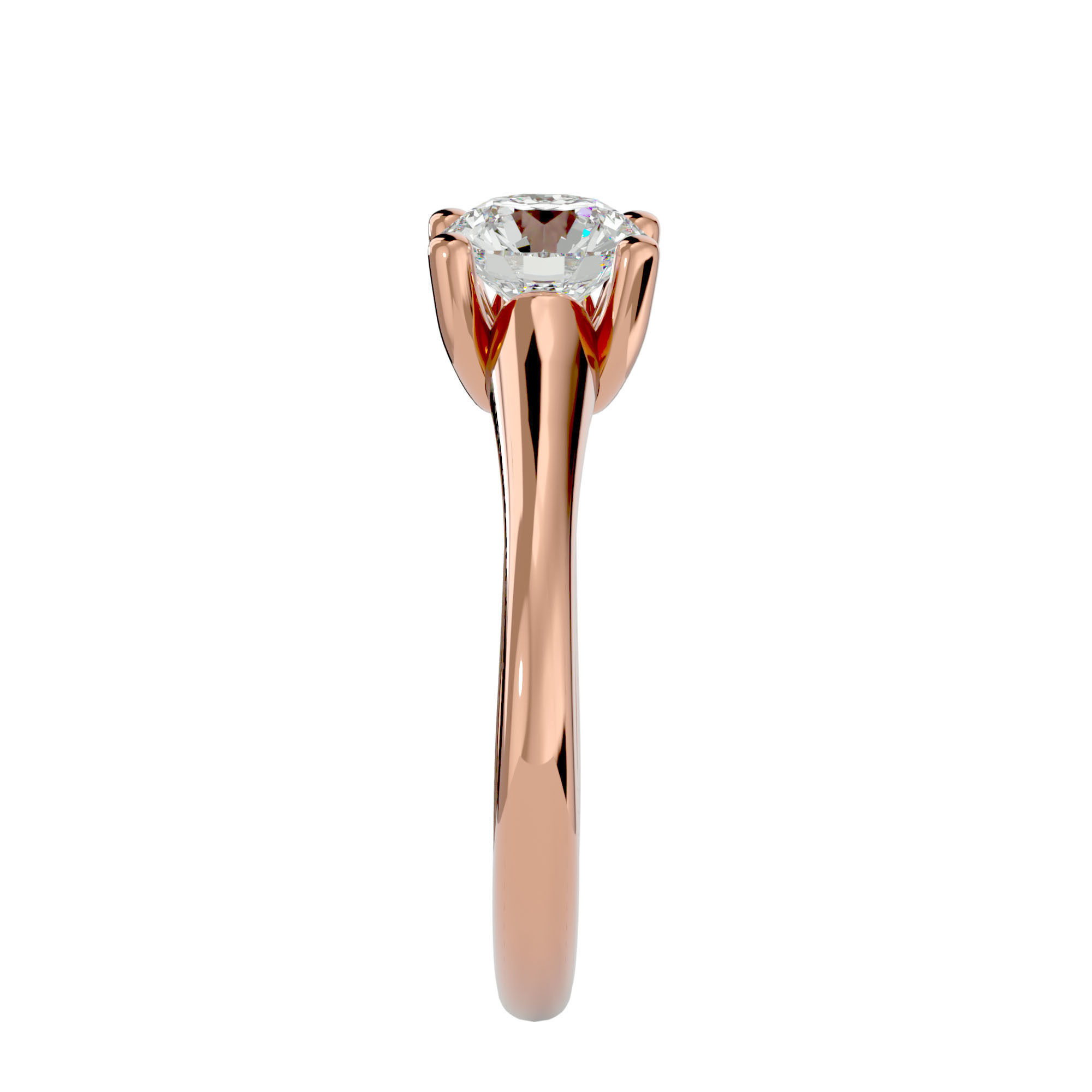 Single Round diamond Women solitaire ring with 360 View 3D print model_8