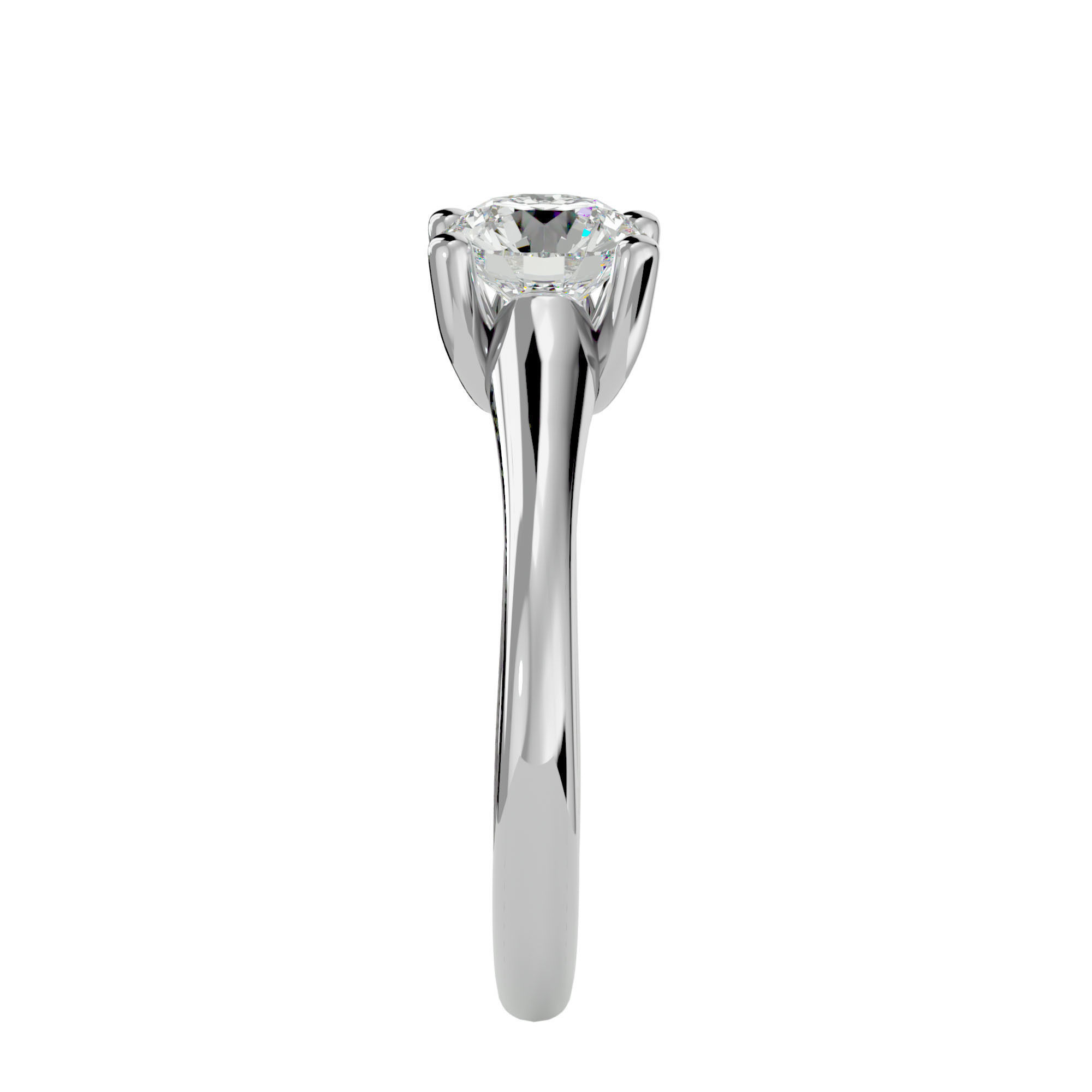 Single Round diamond Women solitaire ring with 360 View 3D print model_9