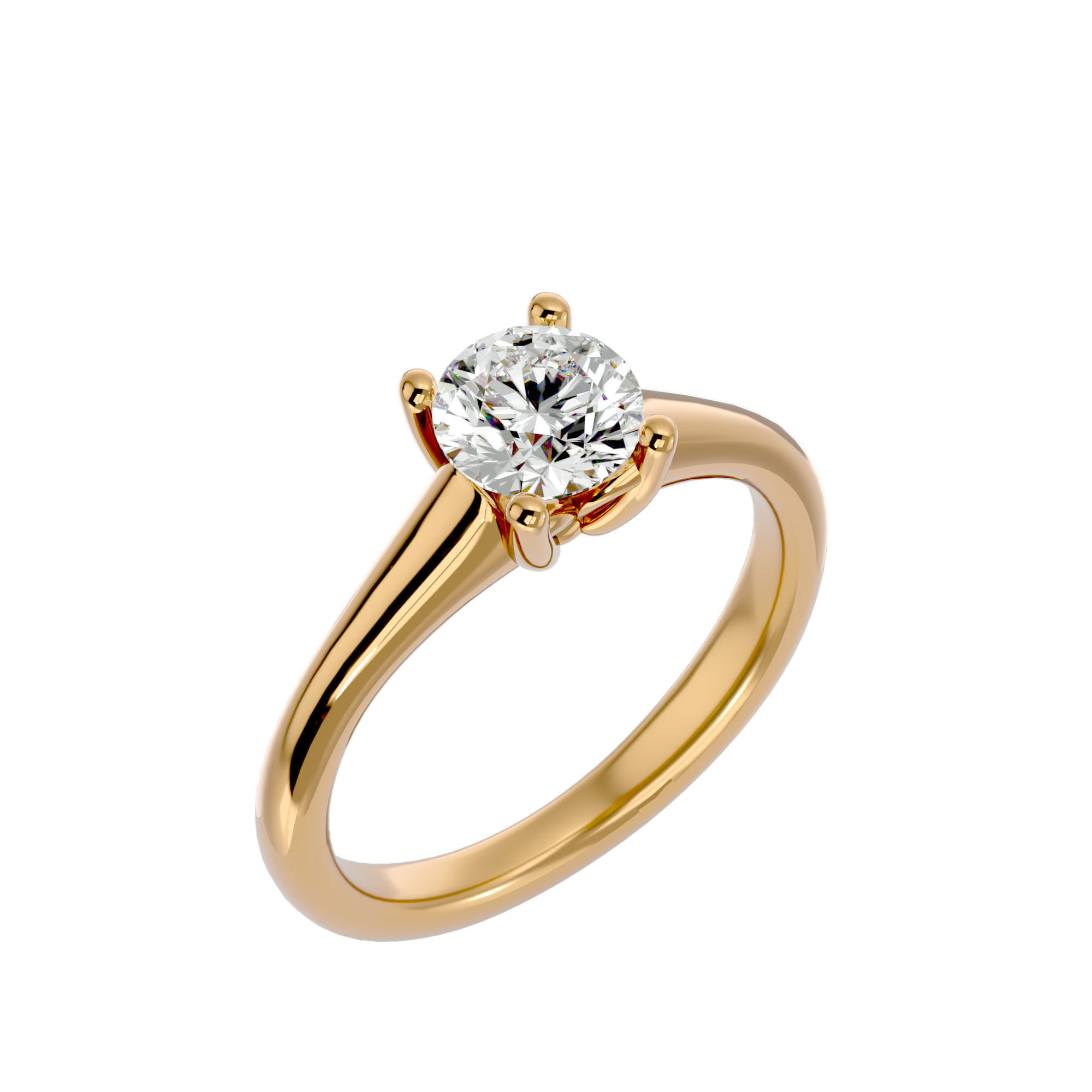Single Round diamond Women solitaire ring with 360 View 3D print model_11