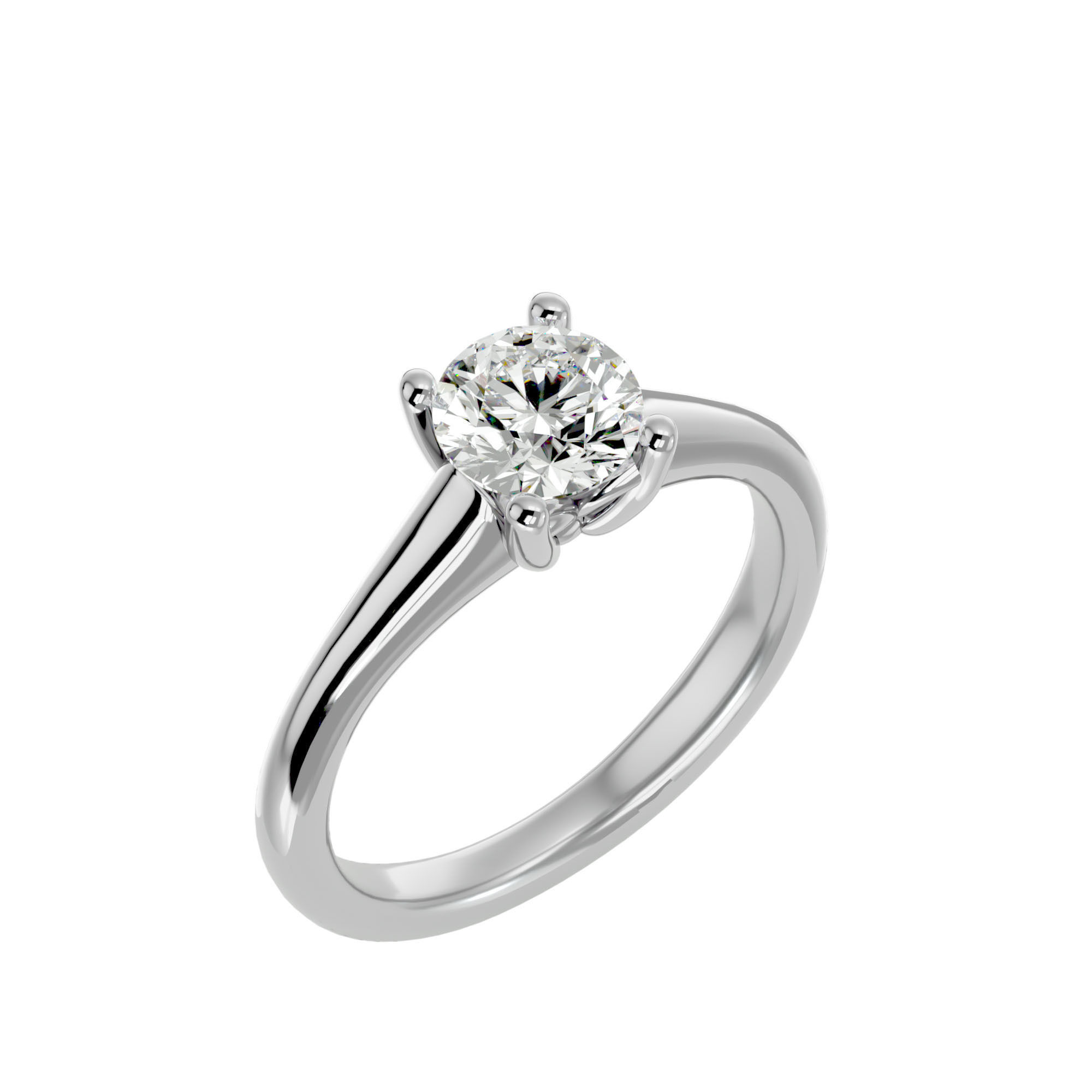 Single Round diamond Women solitaire ring with 360 View 3D print model_10