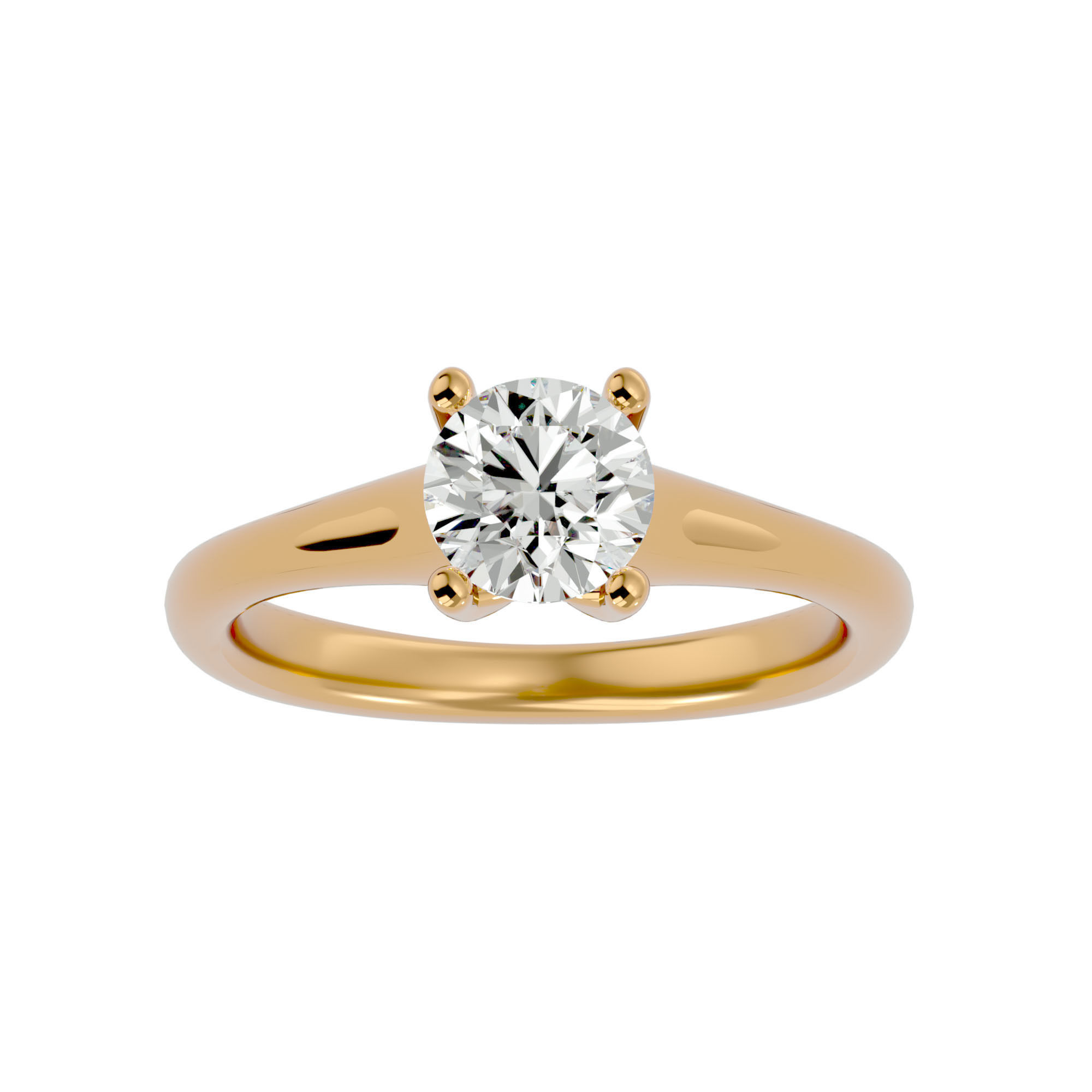 Single Round diamond Women solitaire ring with 360 View 3D print model_2