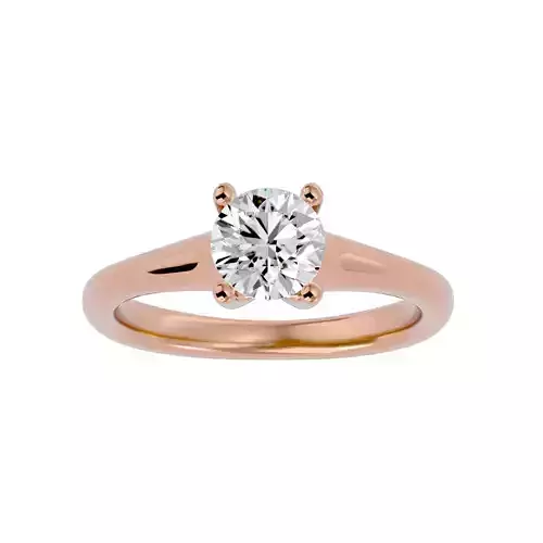 Single Round diamond Women solitaire ring with 360 View 3D print model