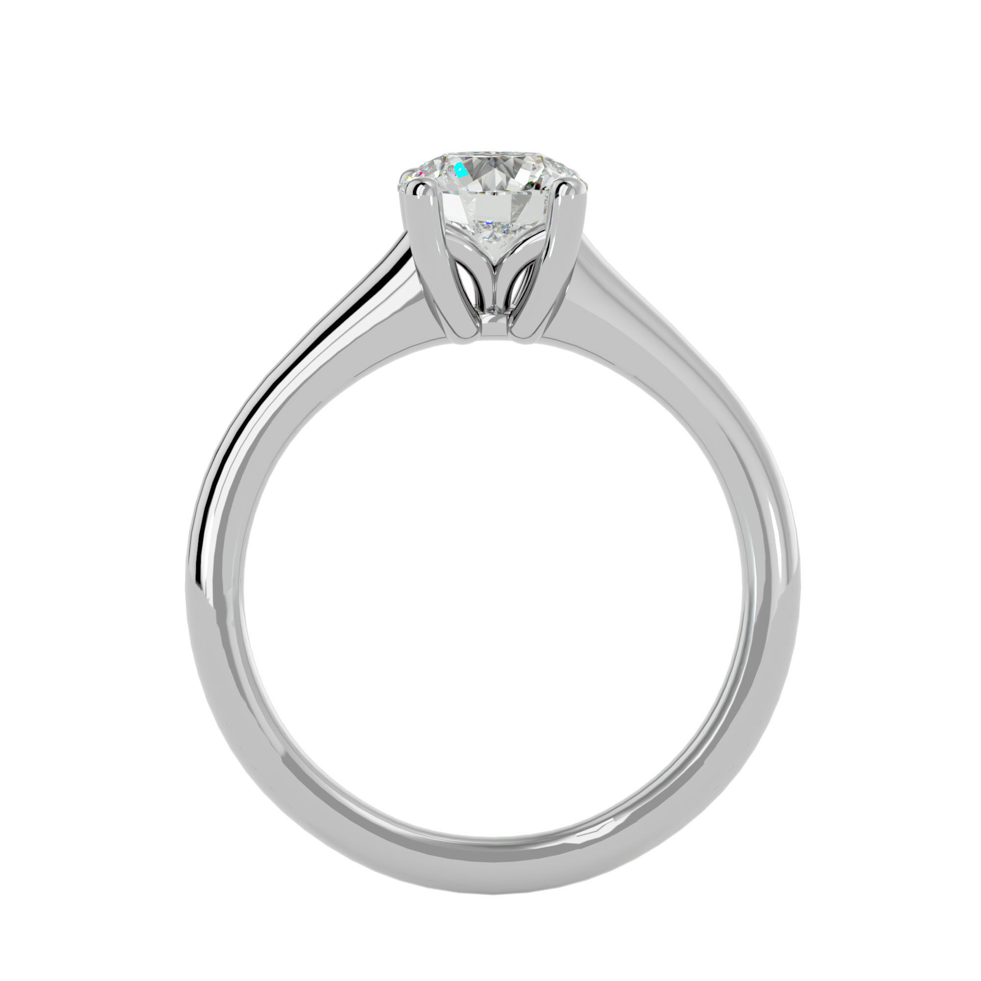 Single Round diamond Women solitaire ring with 360 View 3D print model_4