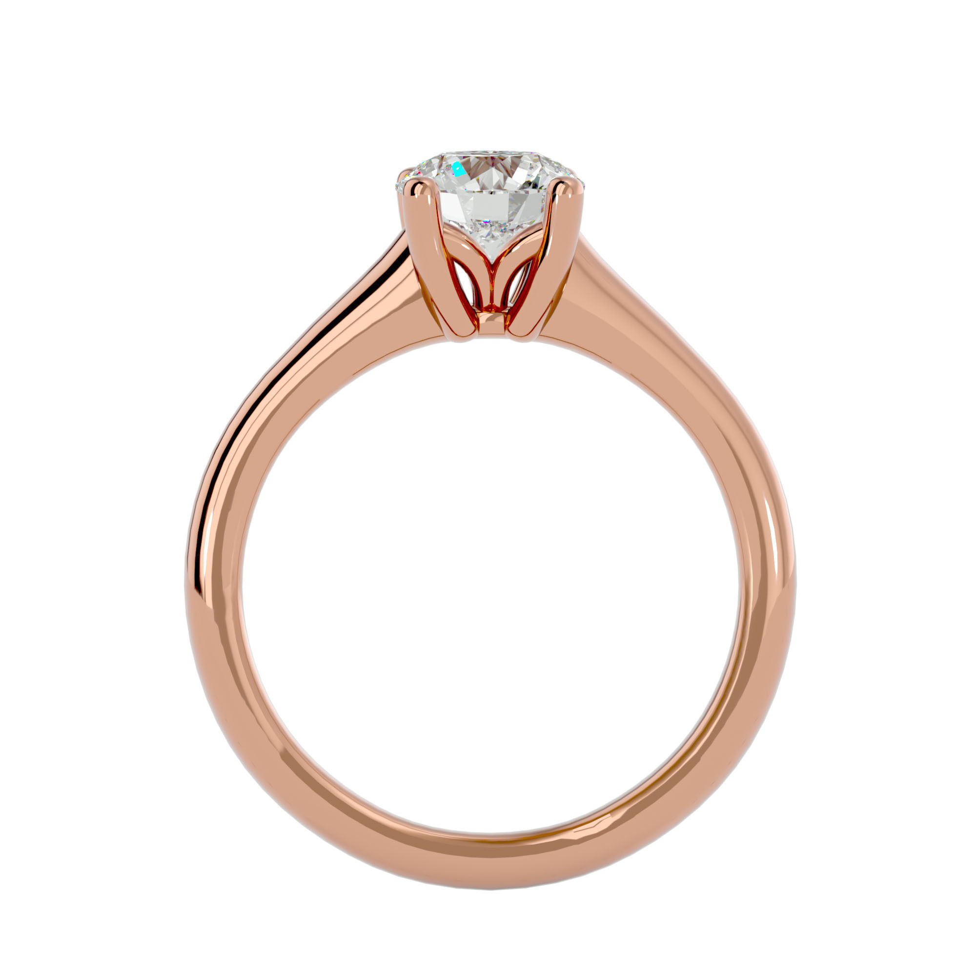 Single Round diamond Women solitaire ring with 360 View 3D print model_6