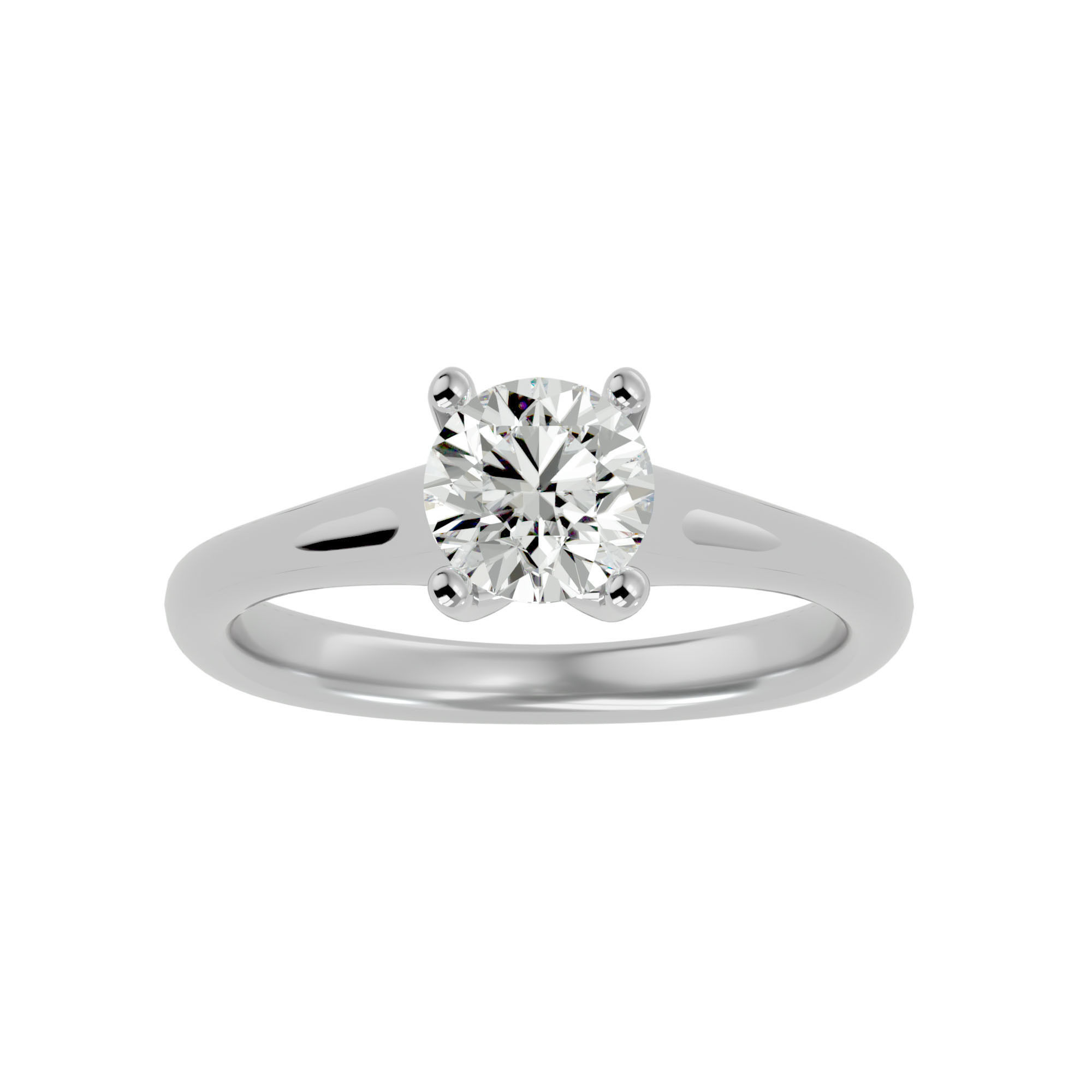 Single Round diamond Women solitaire ring with 360 View 3D print model_3